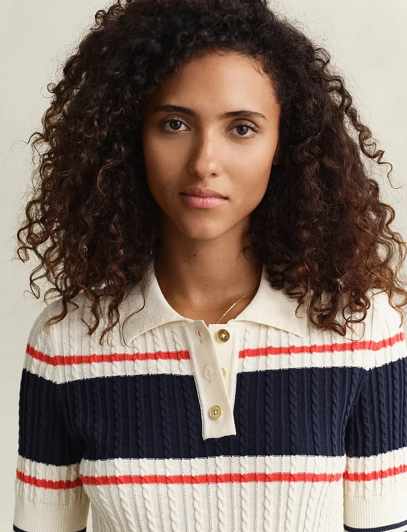 GANT - COTTON CABLE SS RUGGER - polosärgid - cream - 3