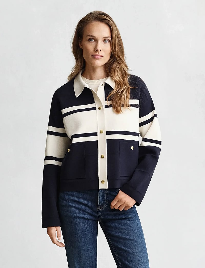 GANT - COLOR BLOCKED CARDIGAN - boucles - evening blue - 0