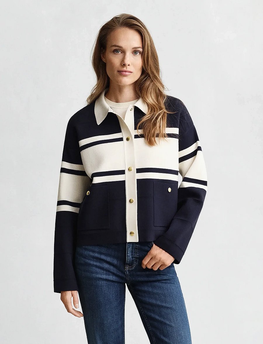 Gant - COLOR BLOCKED CARDIGAN - boucles - evening blue - 0