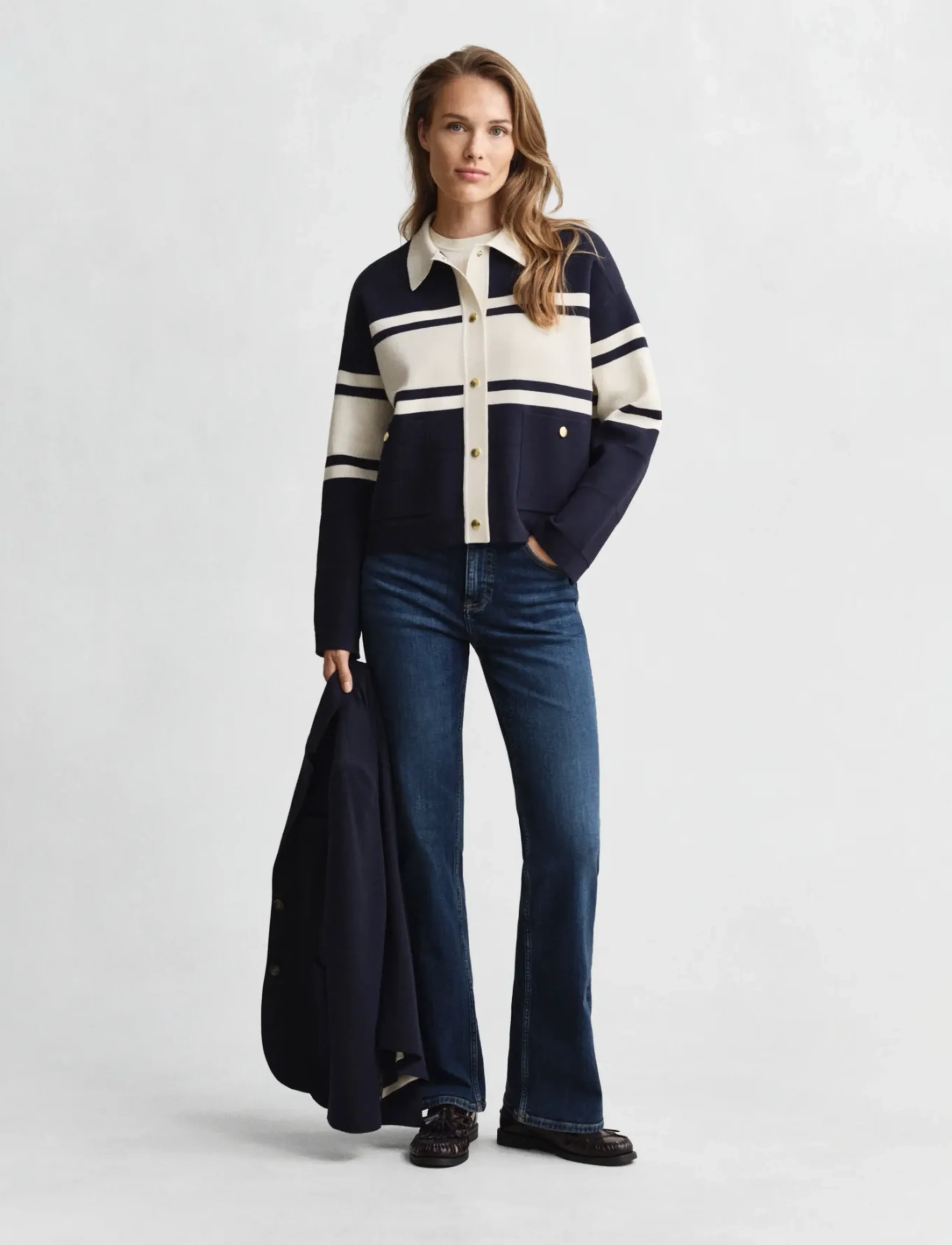 Gant - COLOR BLOCKED CARDIGAN - boucles - evening blue - 4