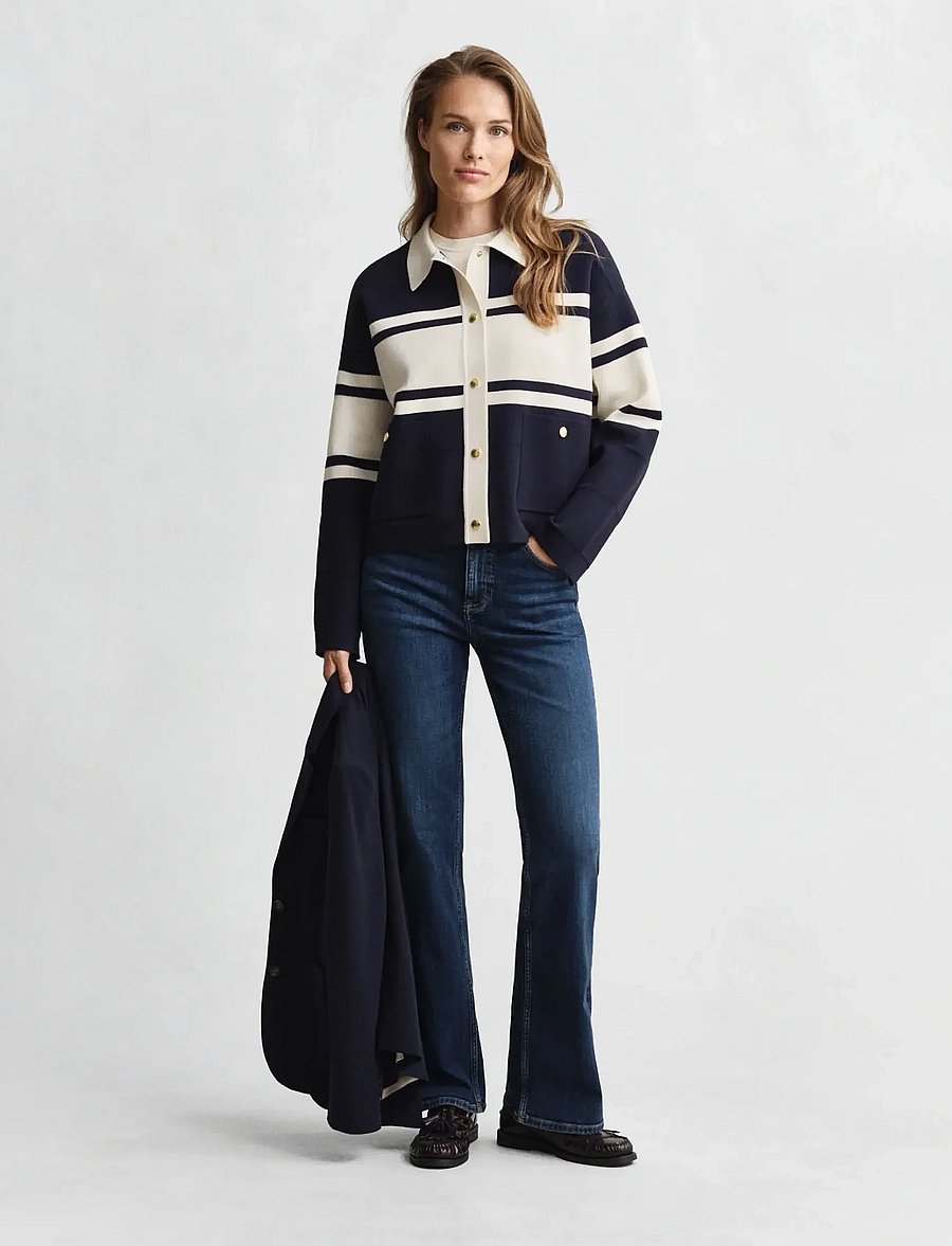 Gant - COLOR BLOCKED CARDIGAN - boucles - evening blue - 4
