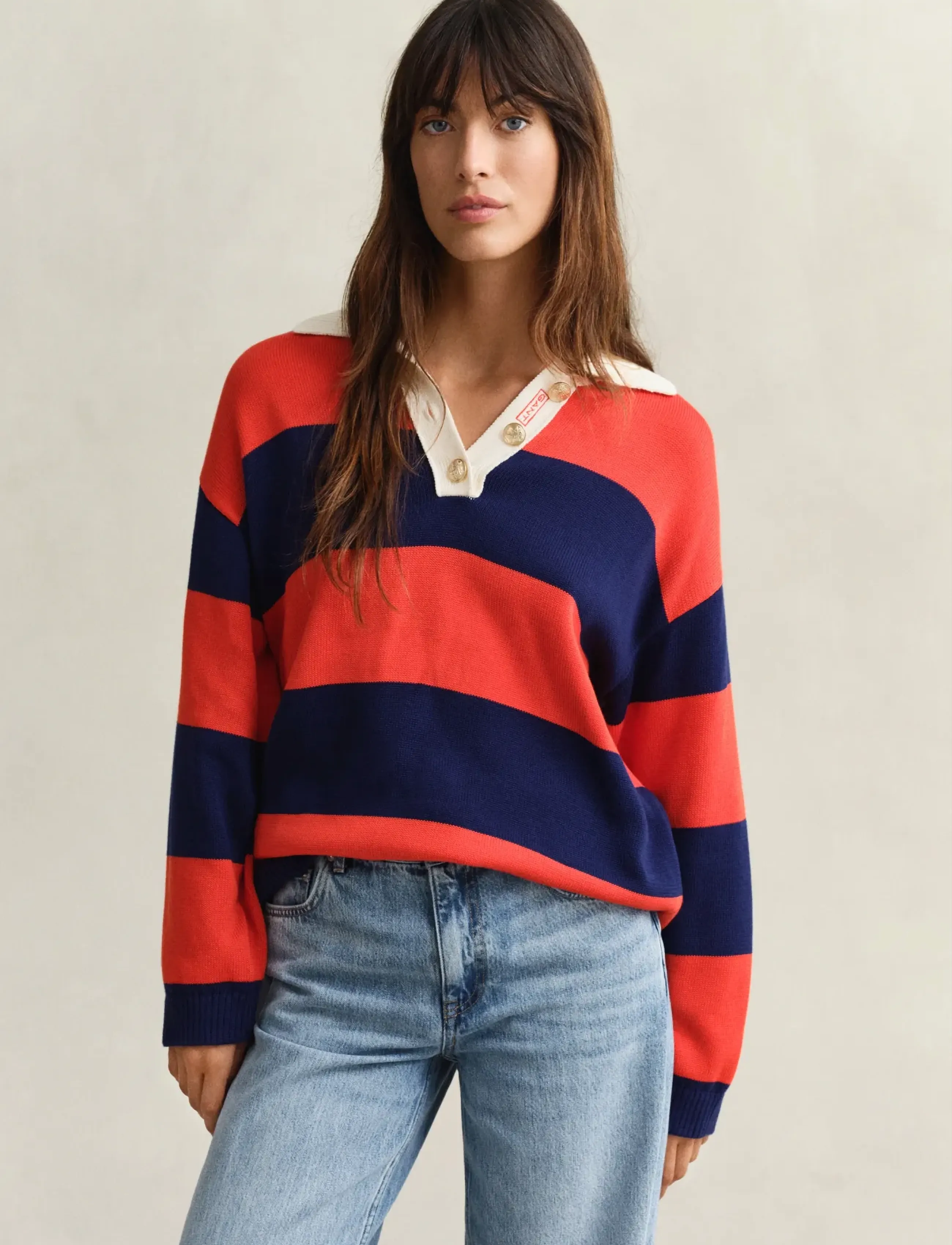Gant - STRIPED COTTON RUGGER - perfect red - 0