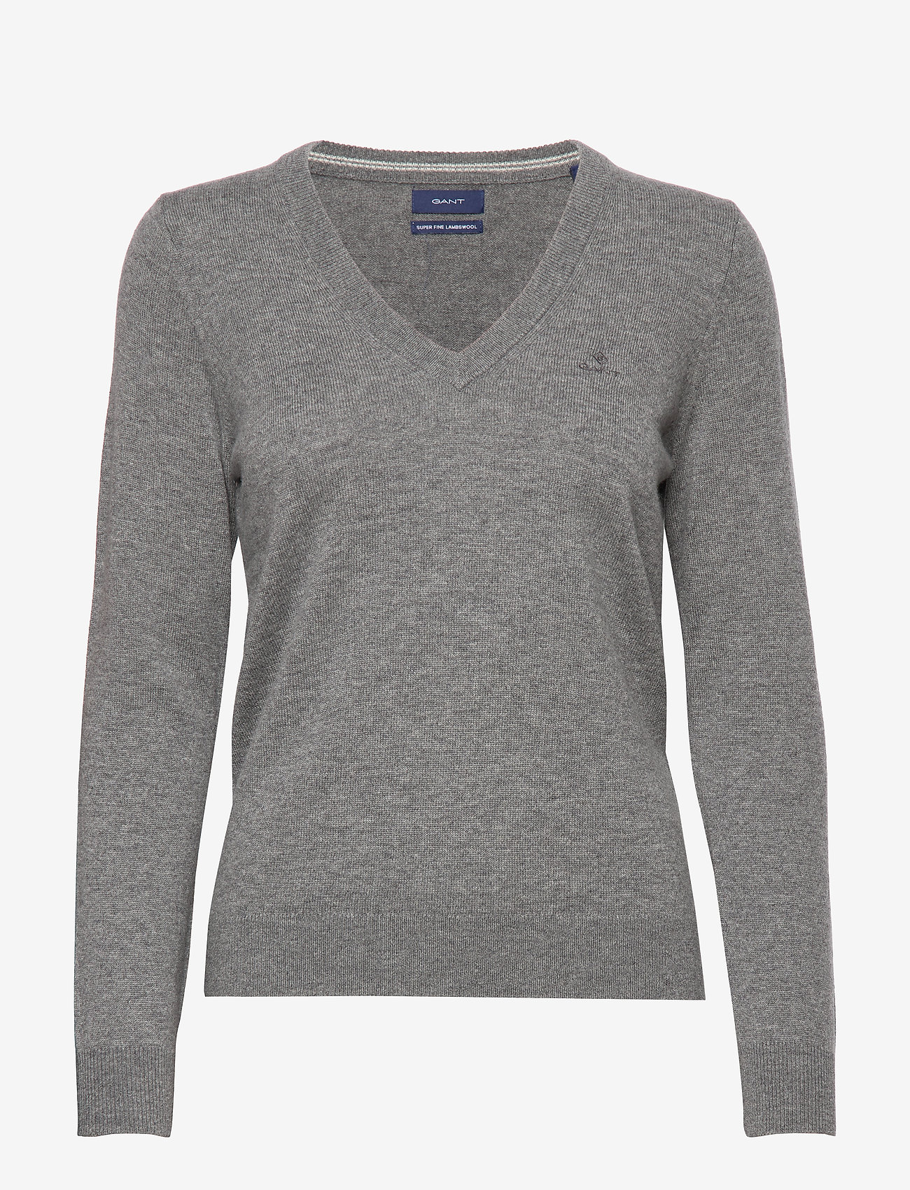 GANT - SUPERFINE LAMBSWOOL V-NECK - dark grey melange - 0