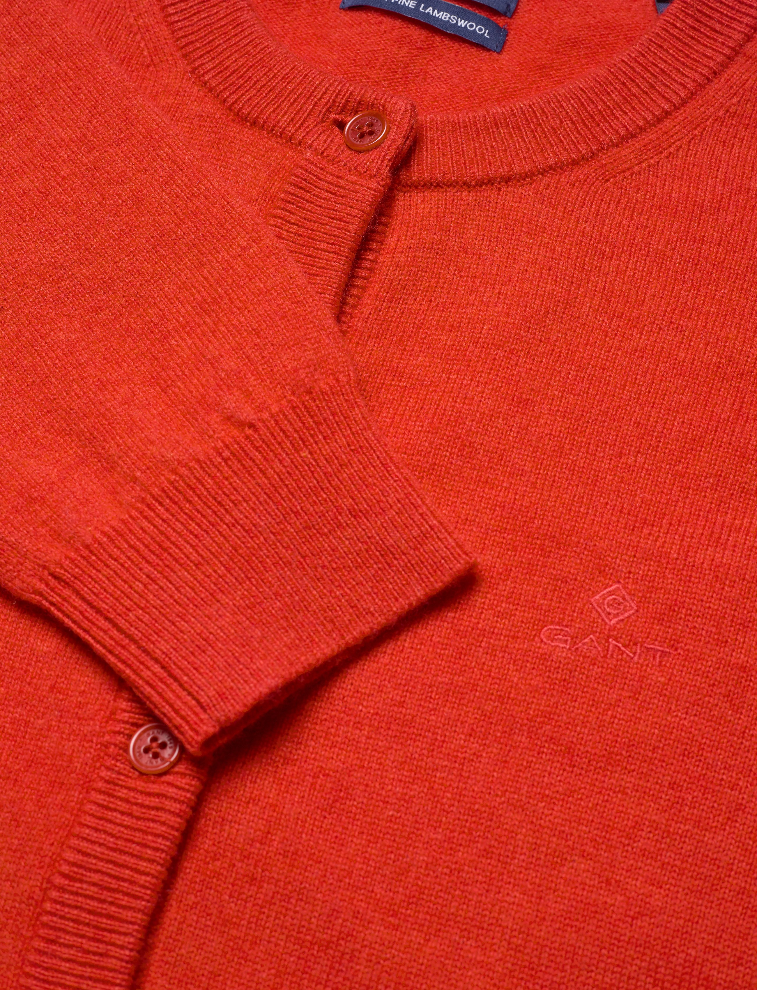 GANT - SUPERFINE LAMBSWOOL CREW CARDIGAN - blood orange - 2