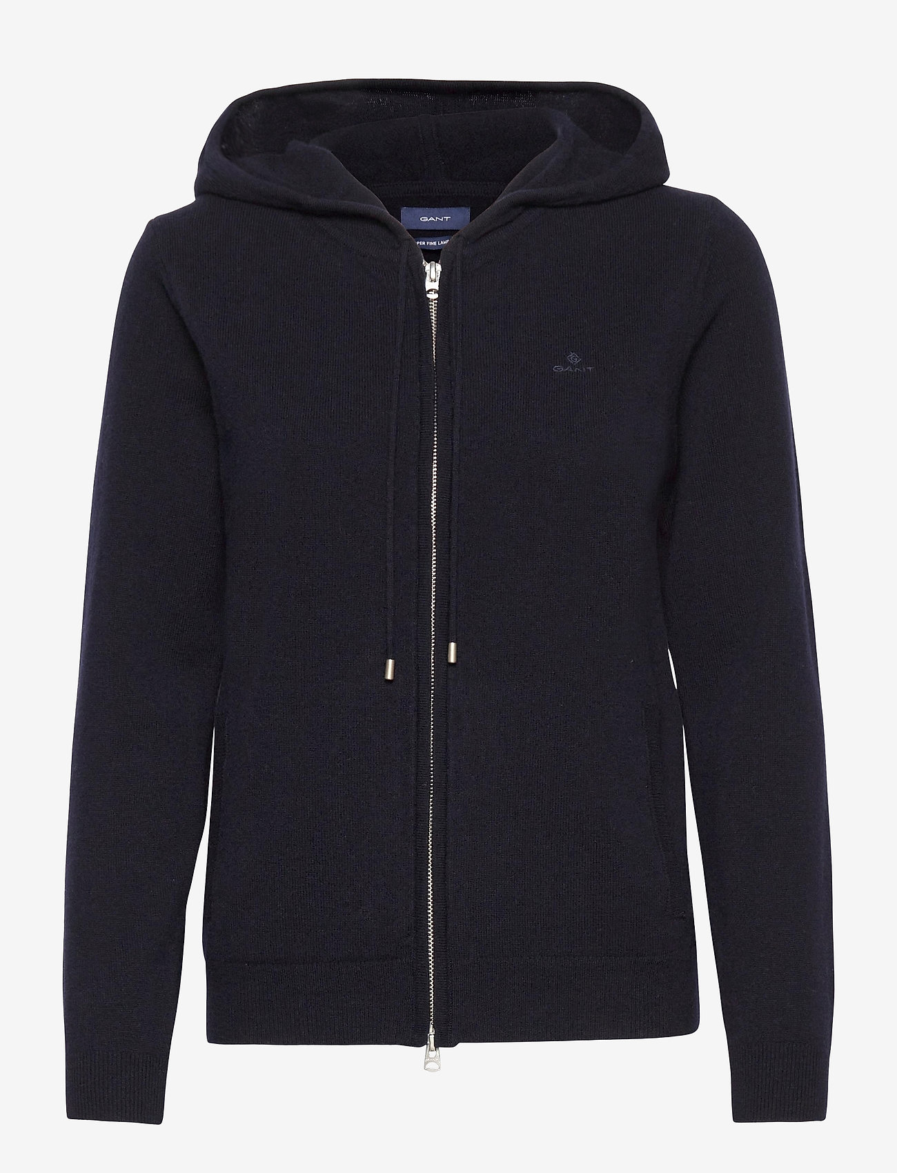 GANT - SUPERFINE LAMBSWOOL ZIP HOODIE - evening blue - 0