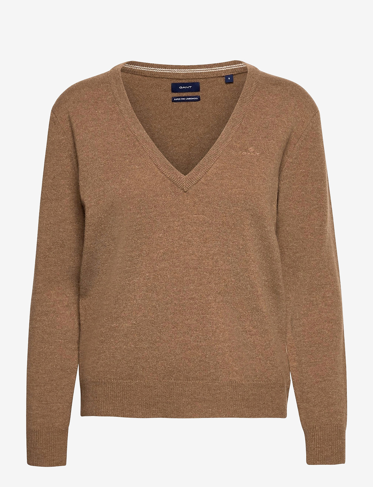 GANT - SUPERFINE LAMBSWOOL V-NECK - warm khaki - 0