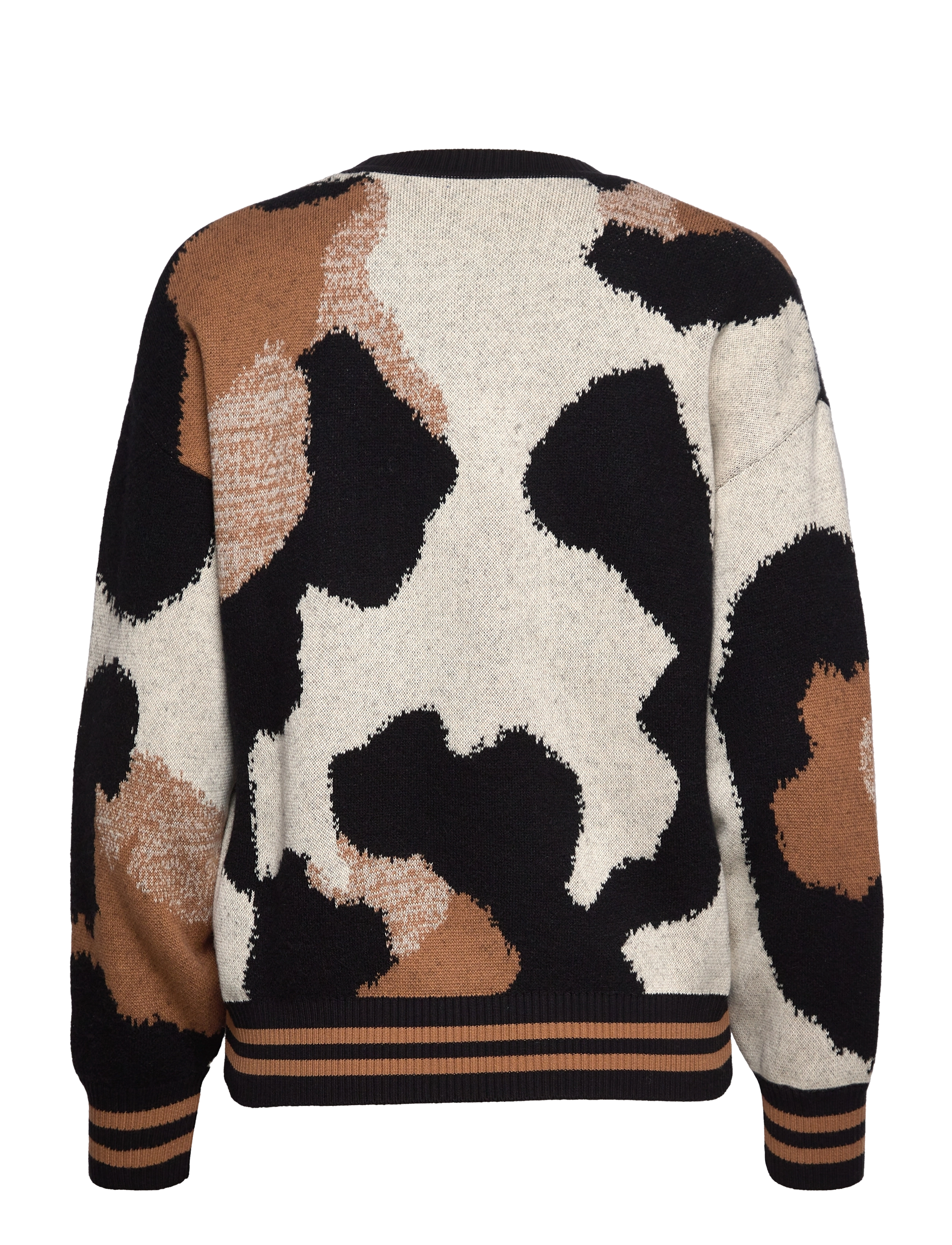 GANT - D2. LEOPARD INTARSIA C-NECK - black - 1