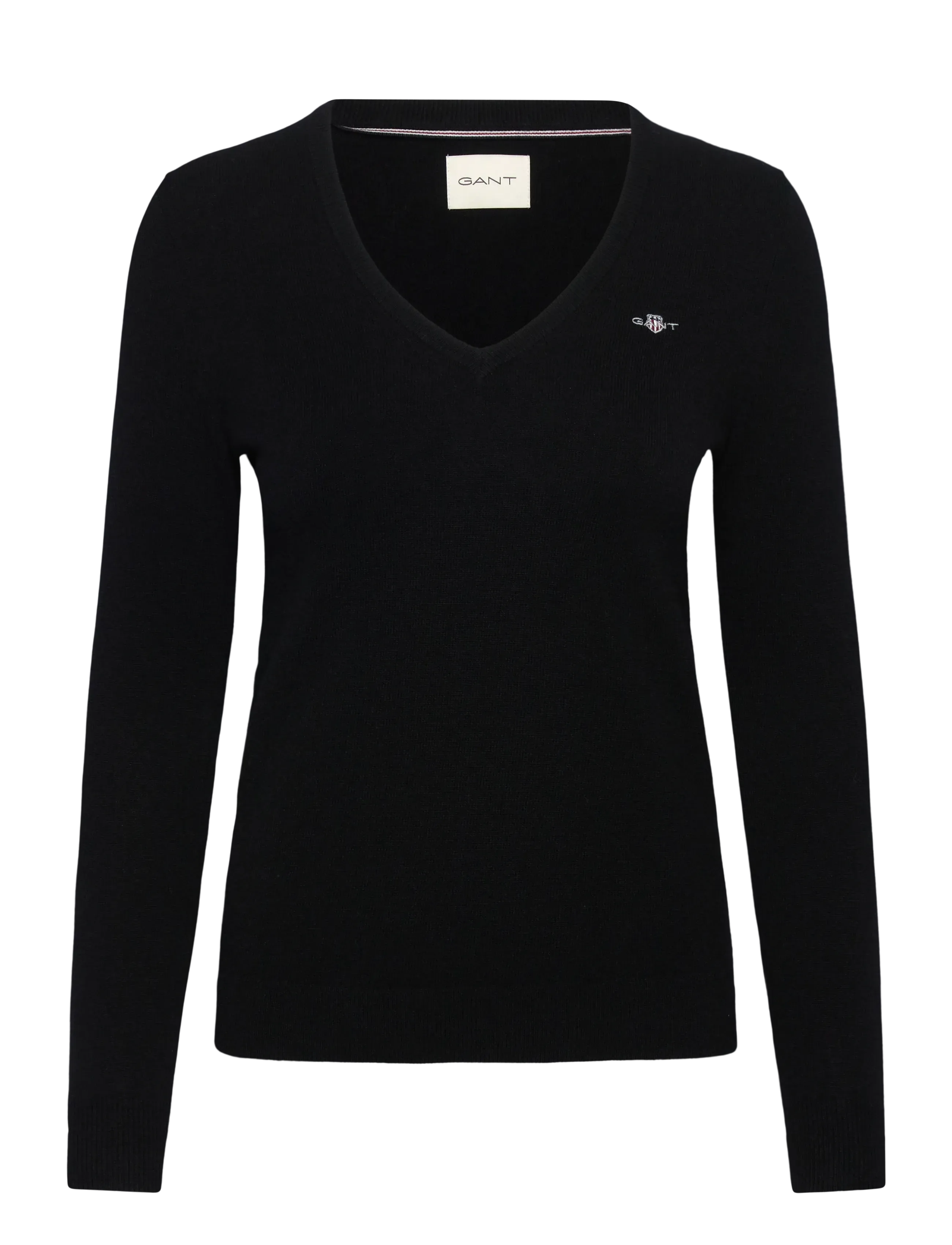 Gant LAMBSWOOL BLEND V-NECK - Trøjer - BLACK / black