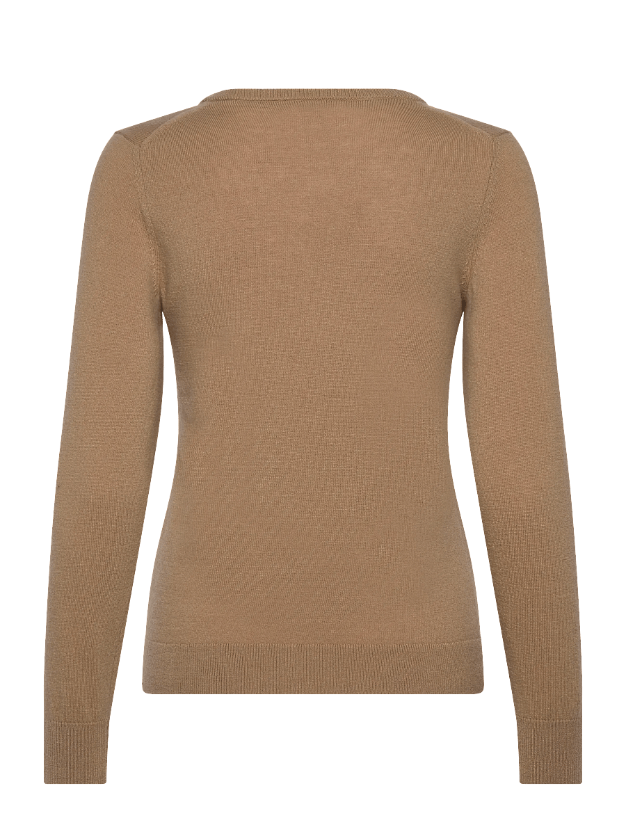 Gant - LAMBSWOOL BLEND V-NECK - dark khaki - 1