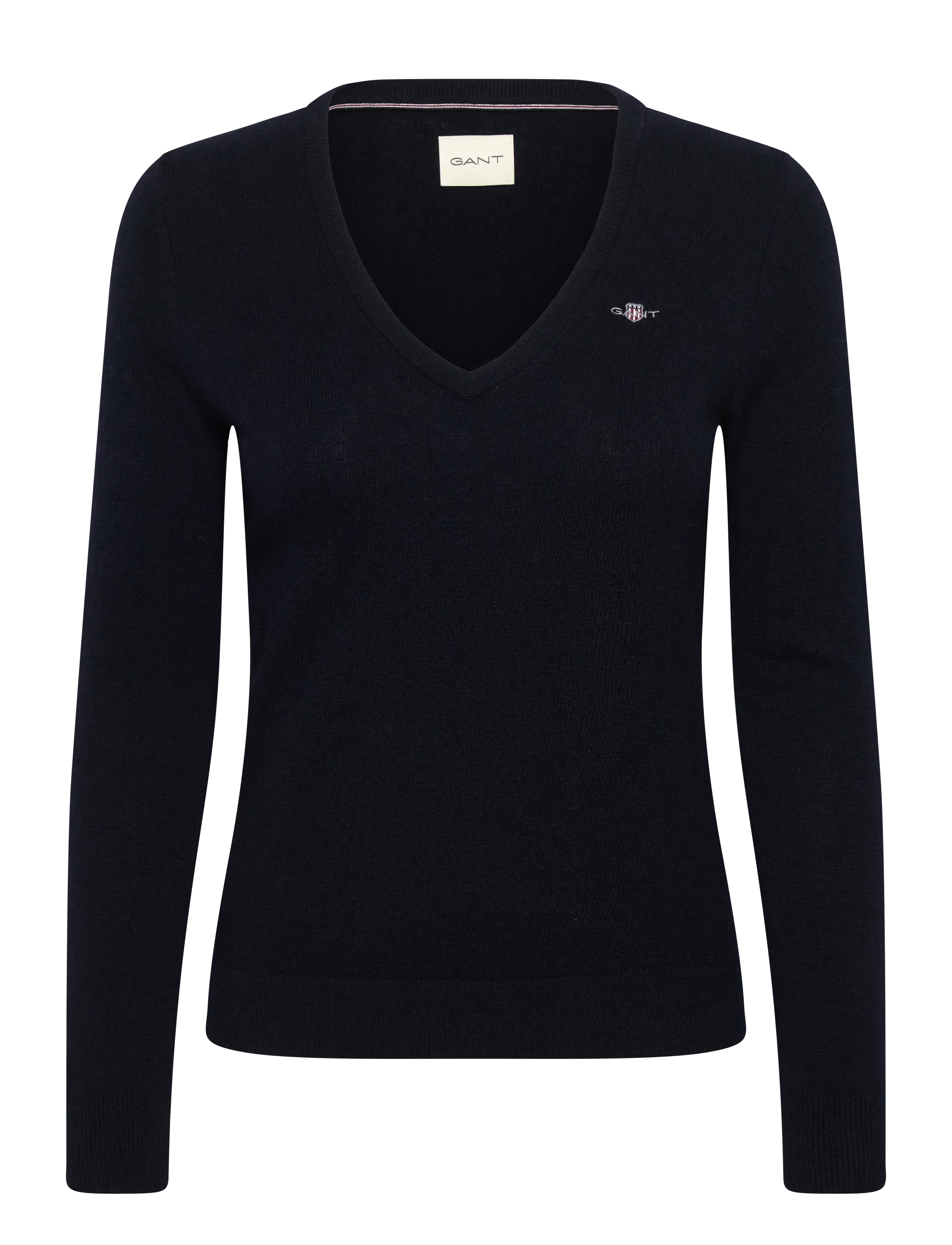 Gant LAMBSWOOL BLEND V-NECK - Džemprid - MARINE / black