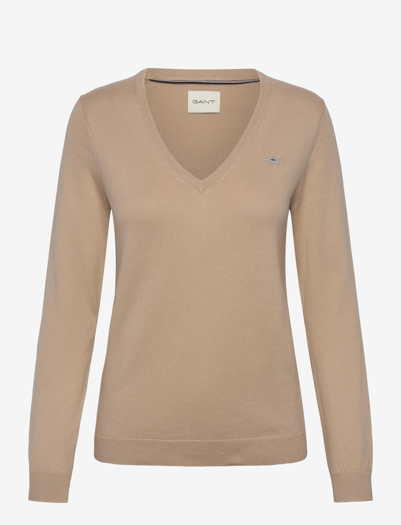GANT - COTTON V-NECK - sügisesed riided - dry sand - 0