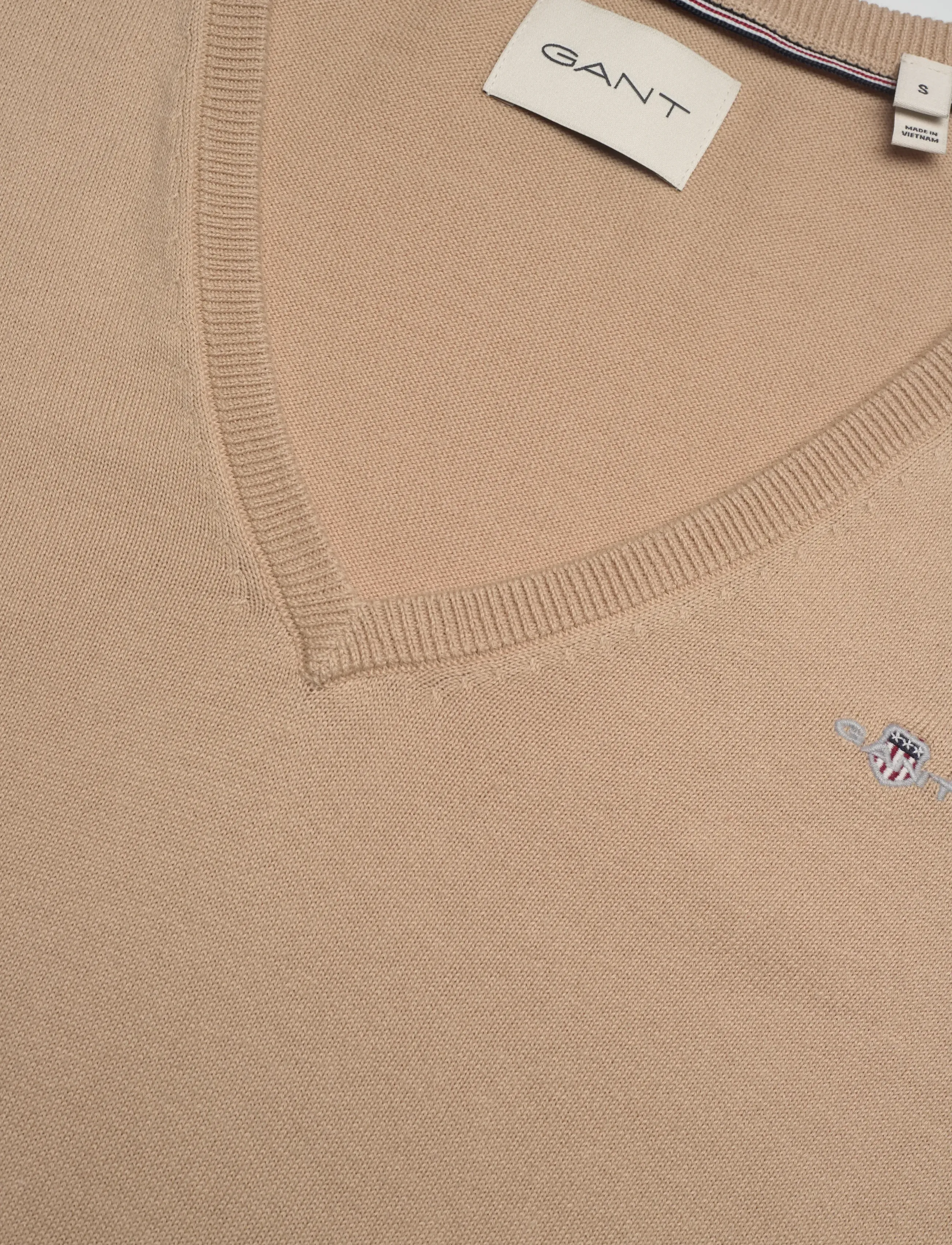 Gant - COTTON V-NECK - trøjer - dry sand - 2