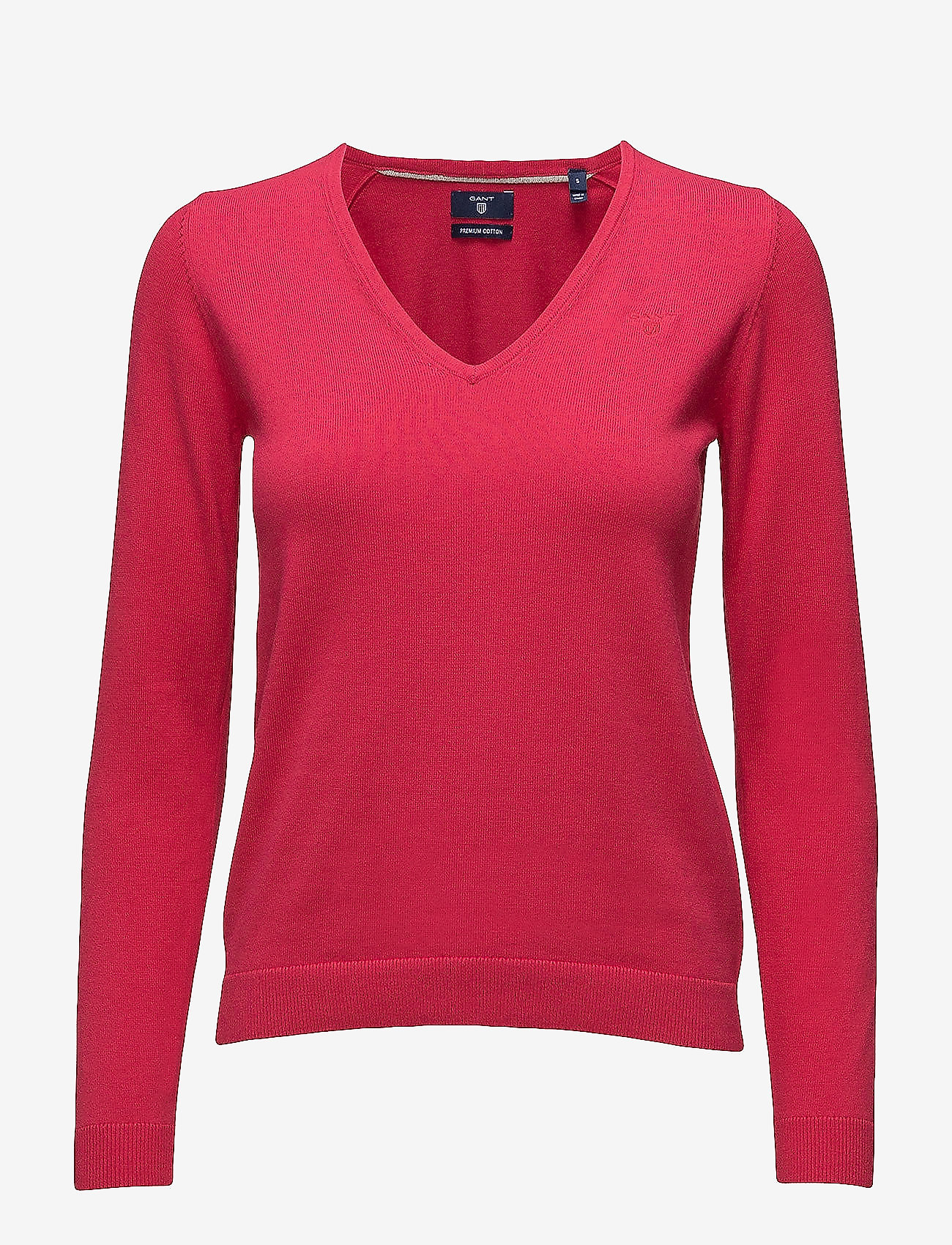 GANT - LT WT COTTON V-NECK - rose red - 0