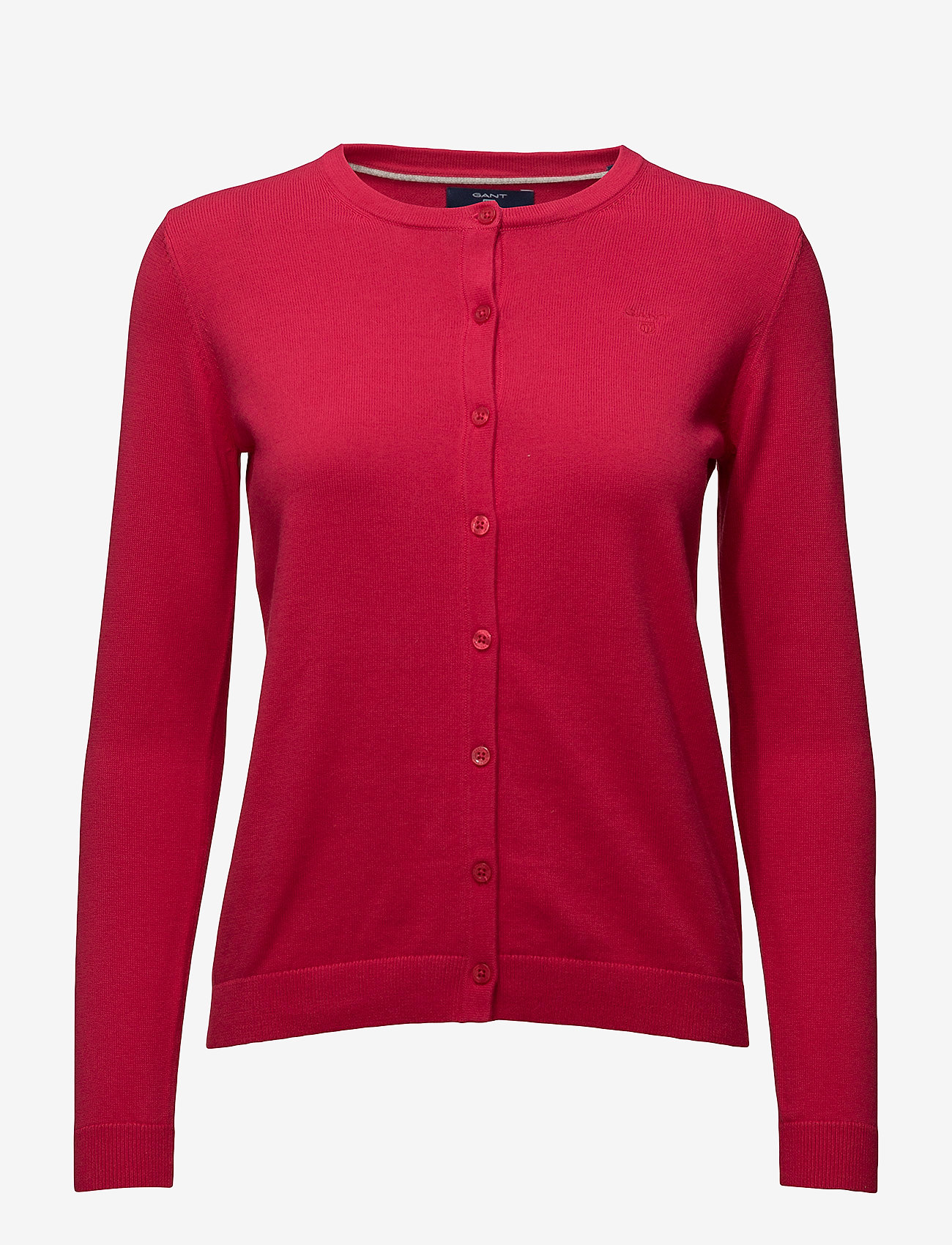 GANT - LT WT COTTON CREW CARDIGAN - rose red - 0