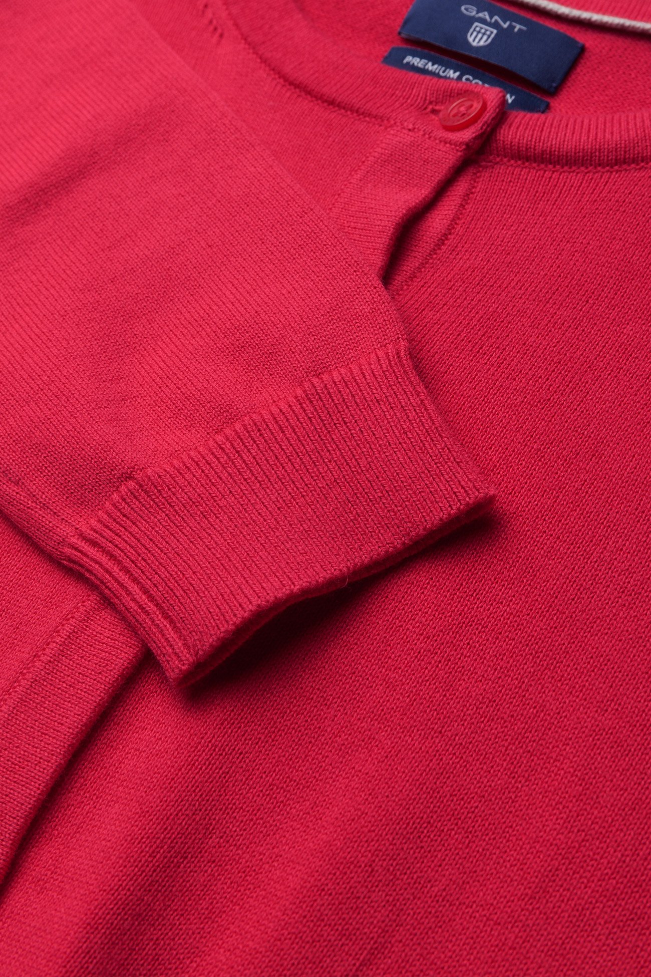 GANT - LT WT COTTON CREW CARDIGAN - rose red - 2