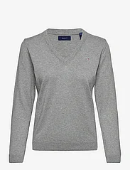 GANT - COTTON V-NECK - pullover - grey melange - 0