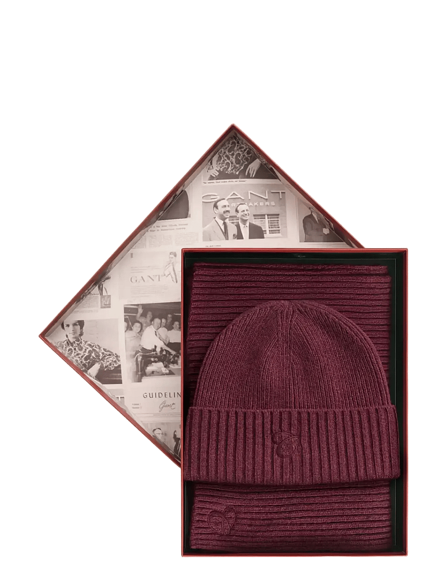 Gant - EMB GANT G GIFT SET - talvesallid - darkened wine - 0