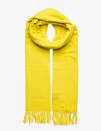 D2. WOOL SOLID WOVEN SCARF - ELECTRIC YELLOW
