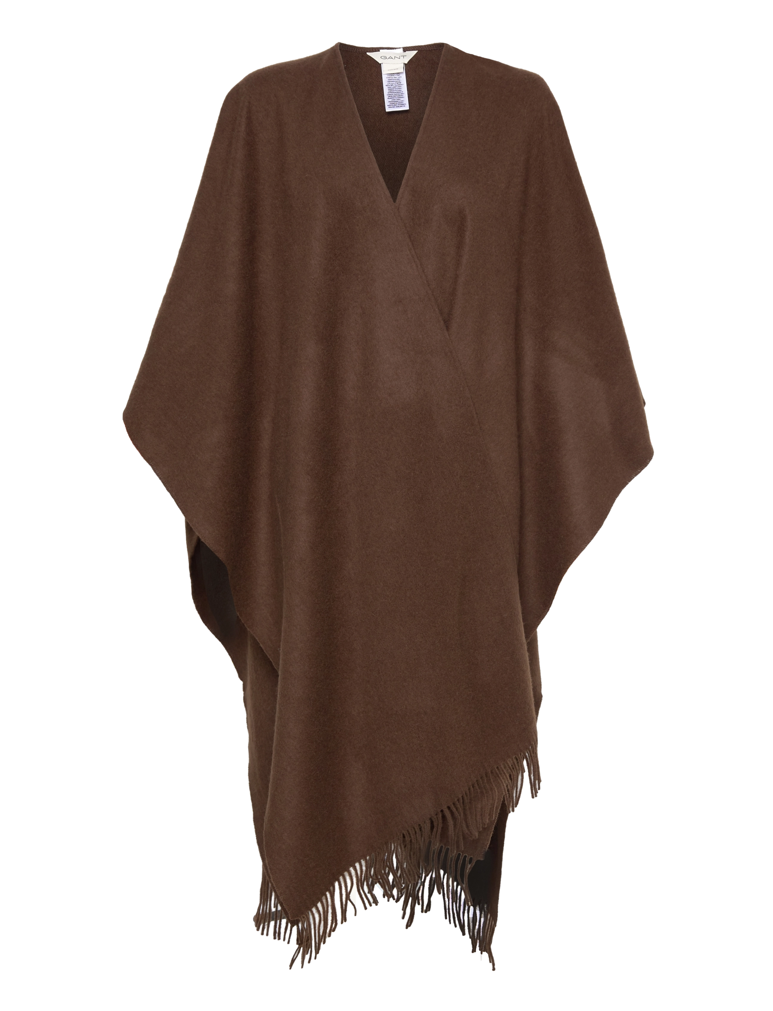 WOOL PONCHO - RICH BROWN