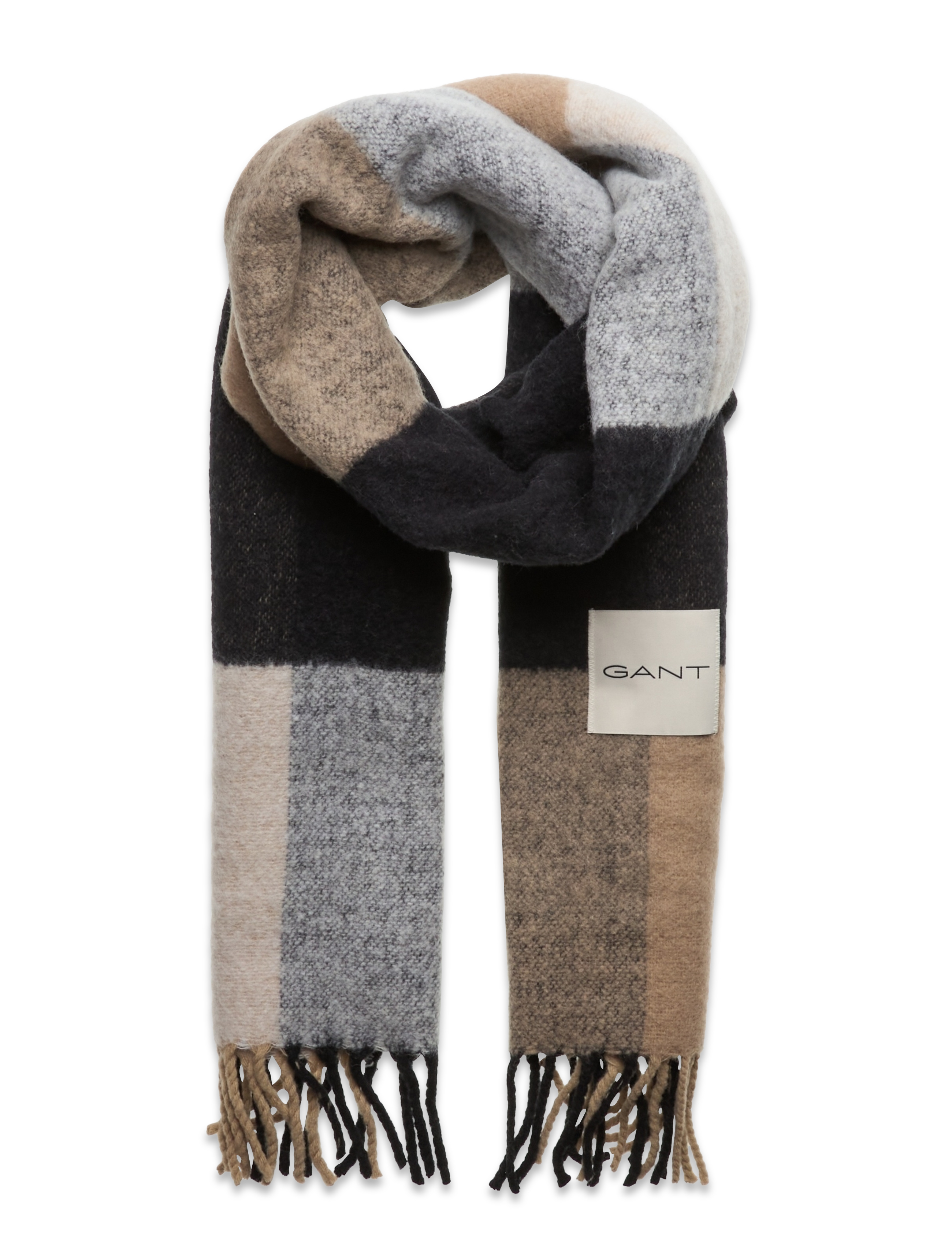 CHECKED SCARF - DARK KHAKI