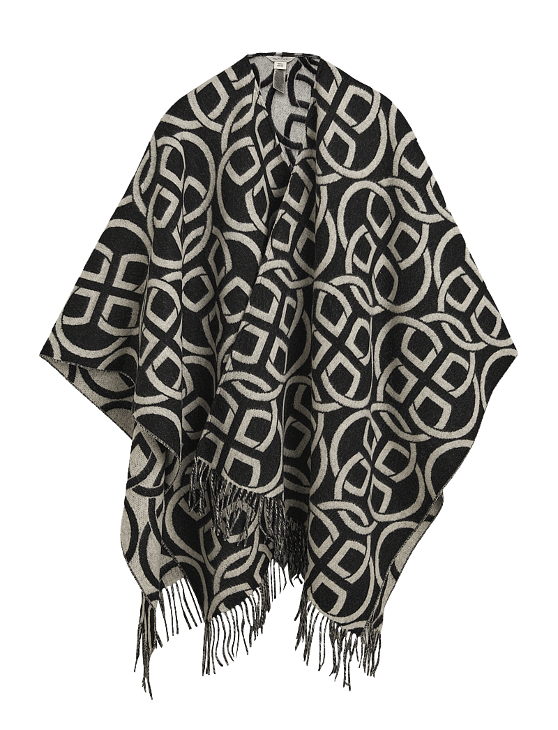 GANT - G PATTERN WOOL PONCHO - ponchos & capes - black - 1