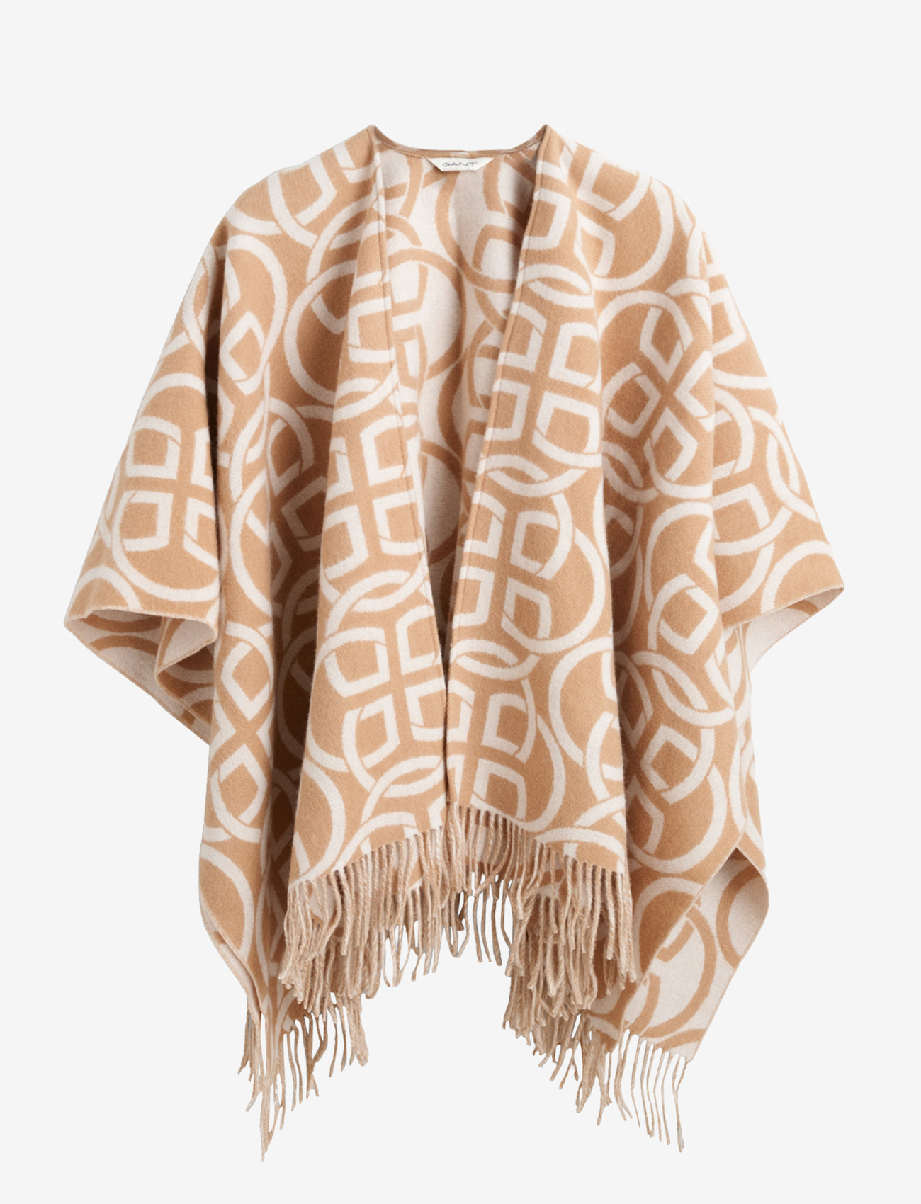 GANT - G PATTERN WOOL PONCHO - ponchos & capes - caramel beige - 1
