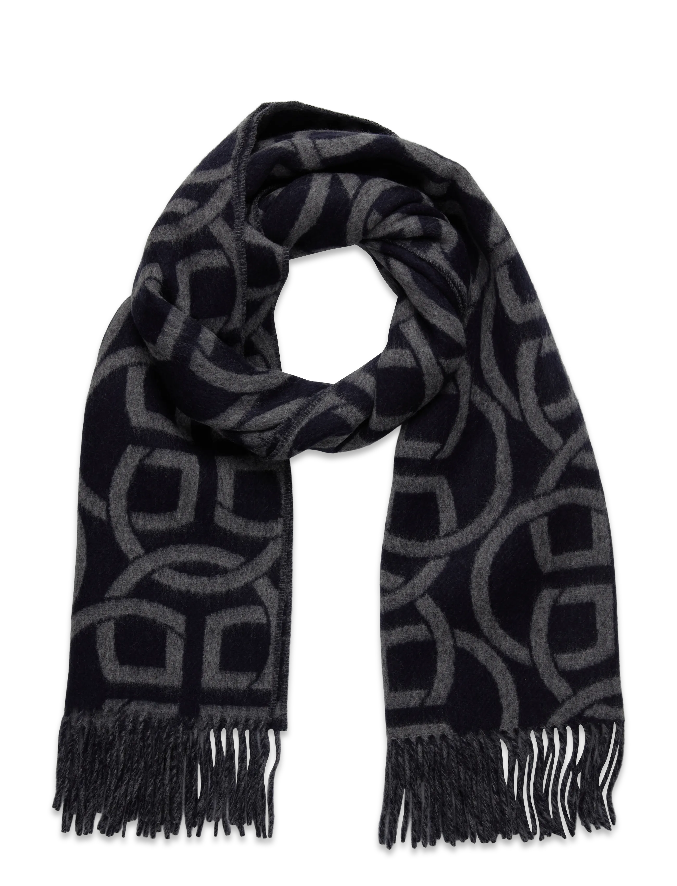 G PATTERN WOOL SCARF - EVENING BLUE