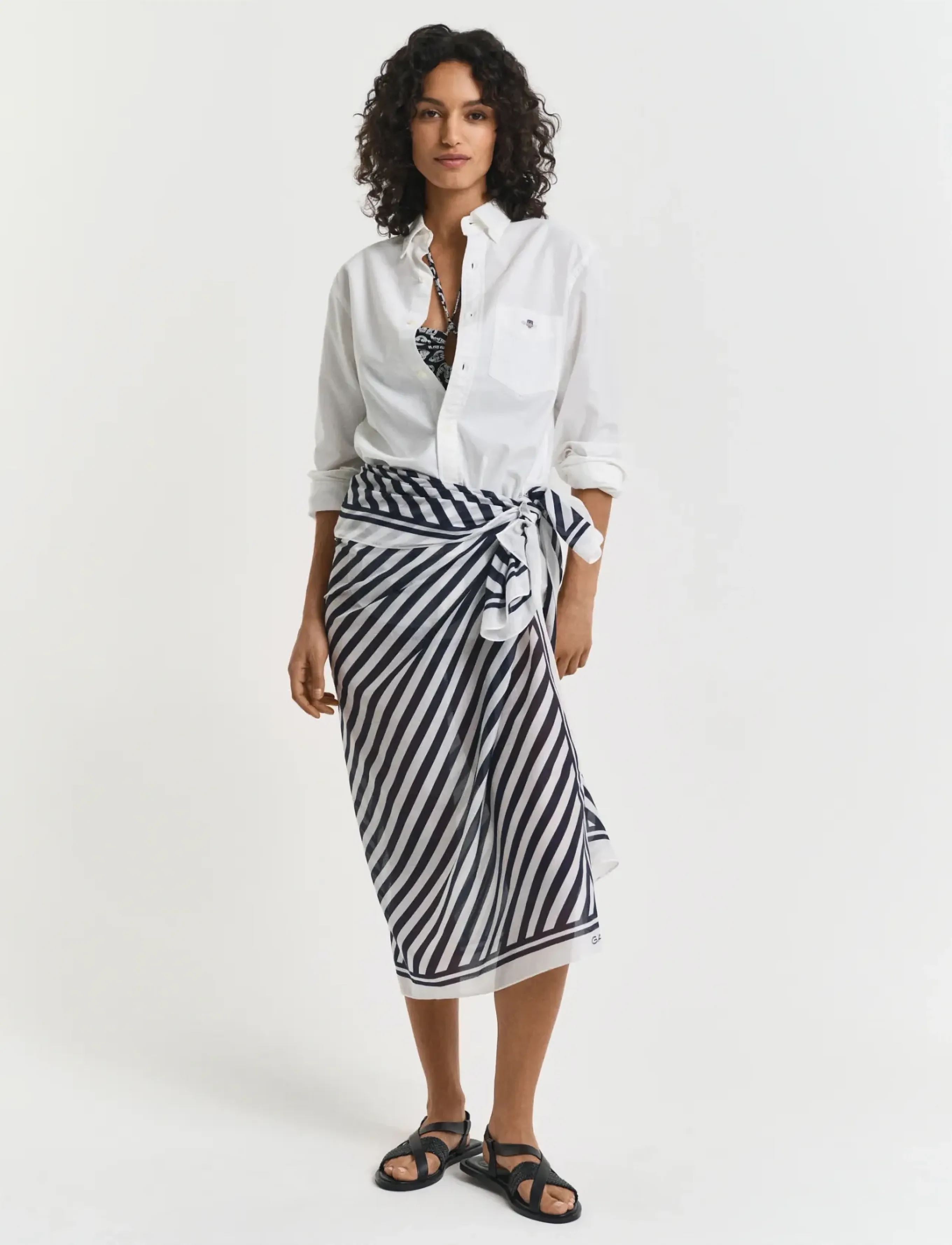 Gant Chevron Print Sarong, One Size, Bademode, Marineblau - Beach Wear, Frauen