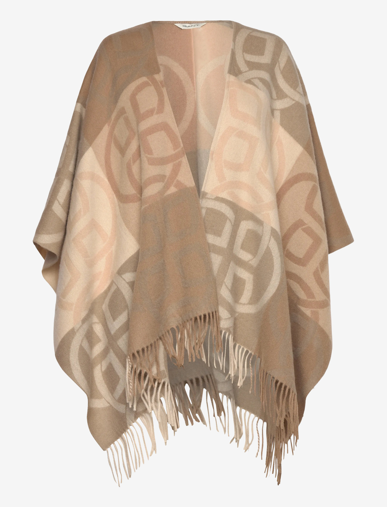GANT - WOOL MONOGRAM PONCHO - ponchos & capes - warm khaki - 0