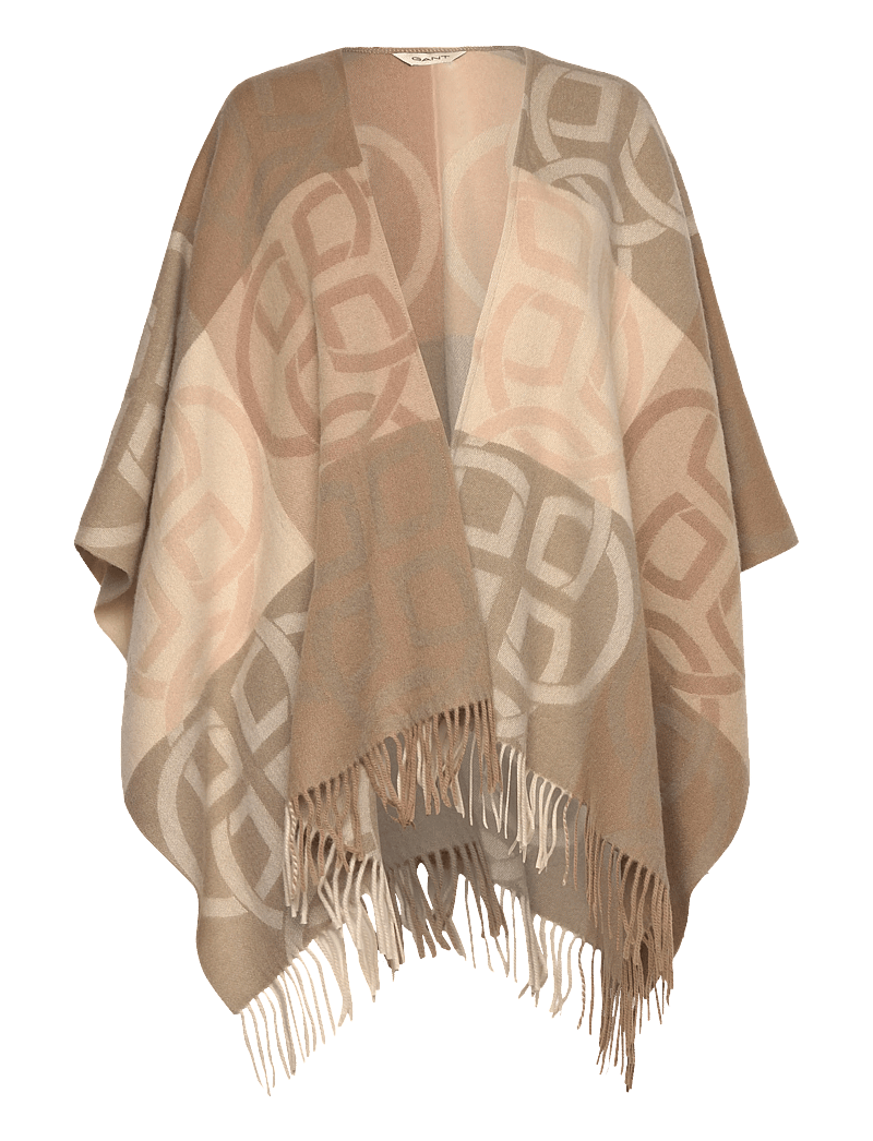GANT - WOOL MONOGRAM PONCHO - ponchos & capes - warm khaki - 0