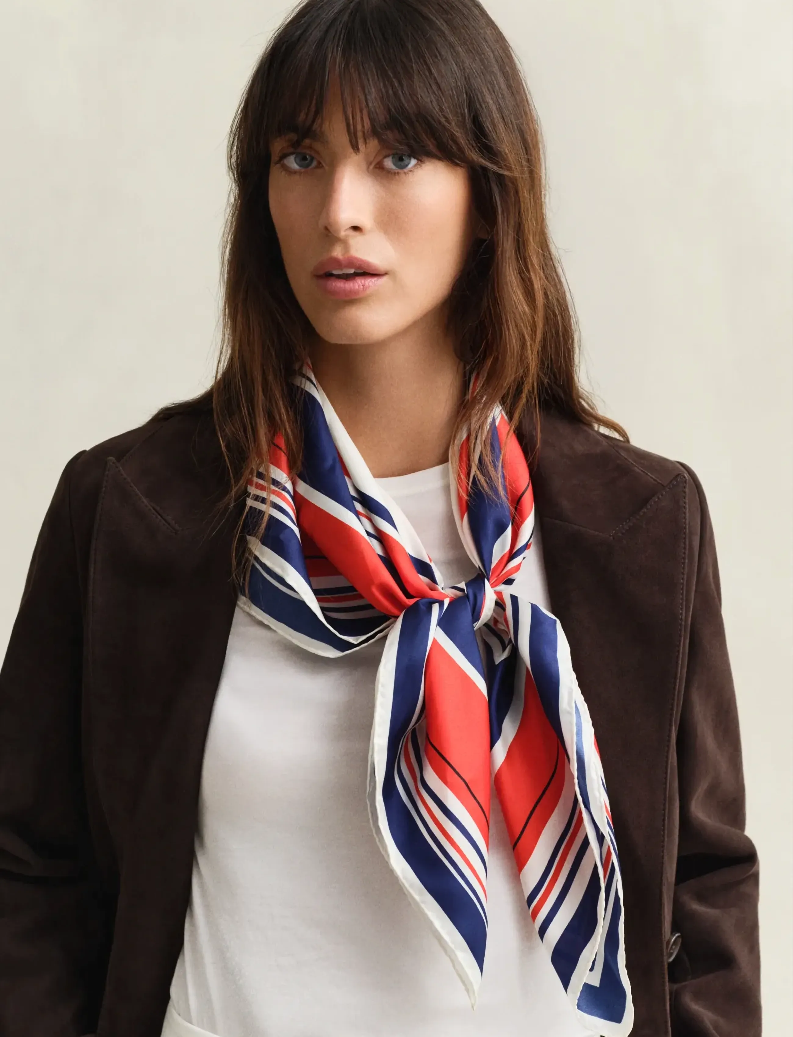 Gant NAUTICAL STRIPE PRINT SILK SCARF - Transitional Layering - PERFECT RED / red