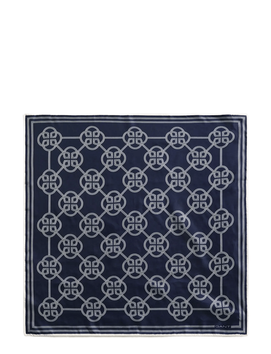 Gant - MONOGRAM PRINT SILK SCARF - sjalar - evening blue - 0
