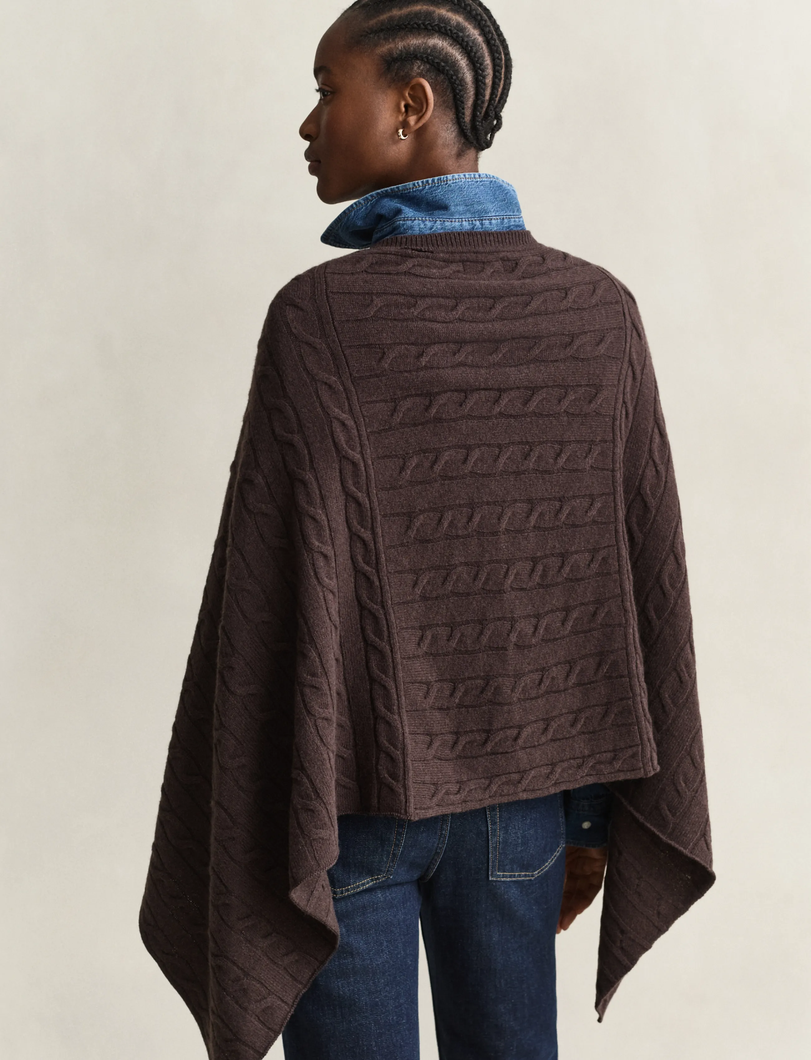 Gant - WOOL CABLE PONCHO - Üleriided - deep brown - 2