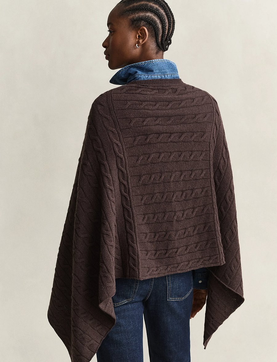Gant - WOOL CABLE PONCHO - winter jackets - deep brown - 2