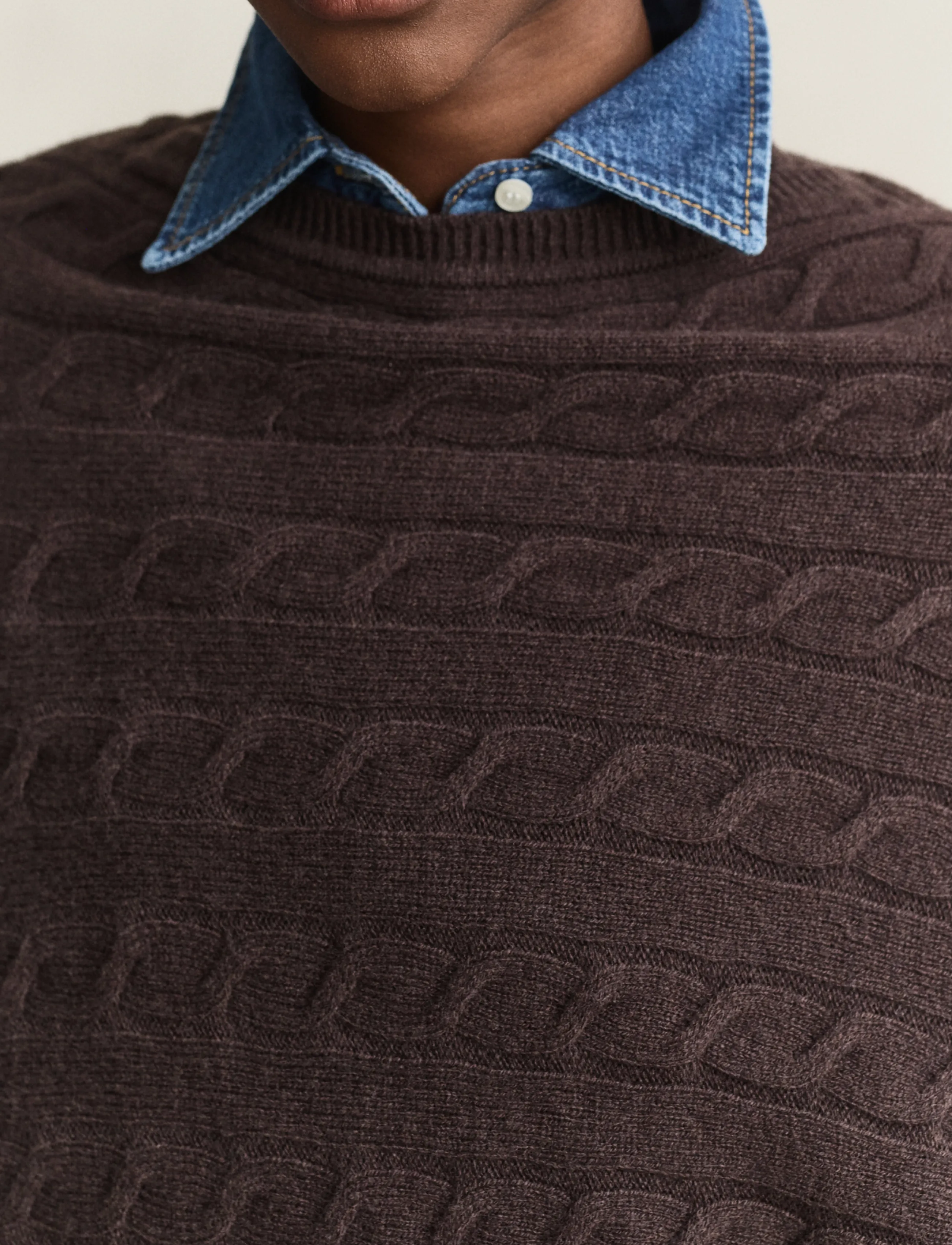 Gant - WOOL CABLE PONCHO - Üleriided - deep brown - 4