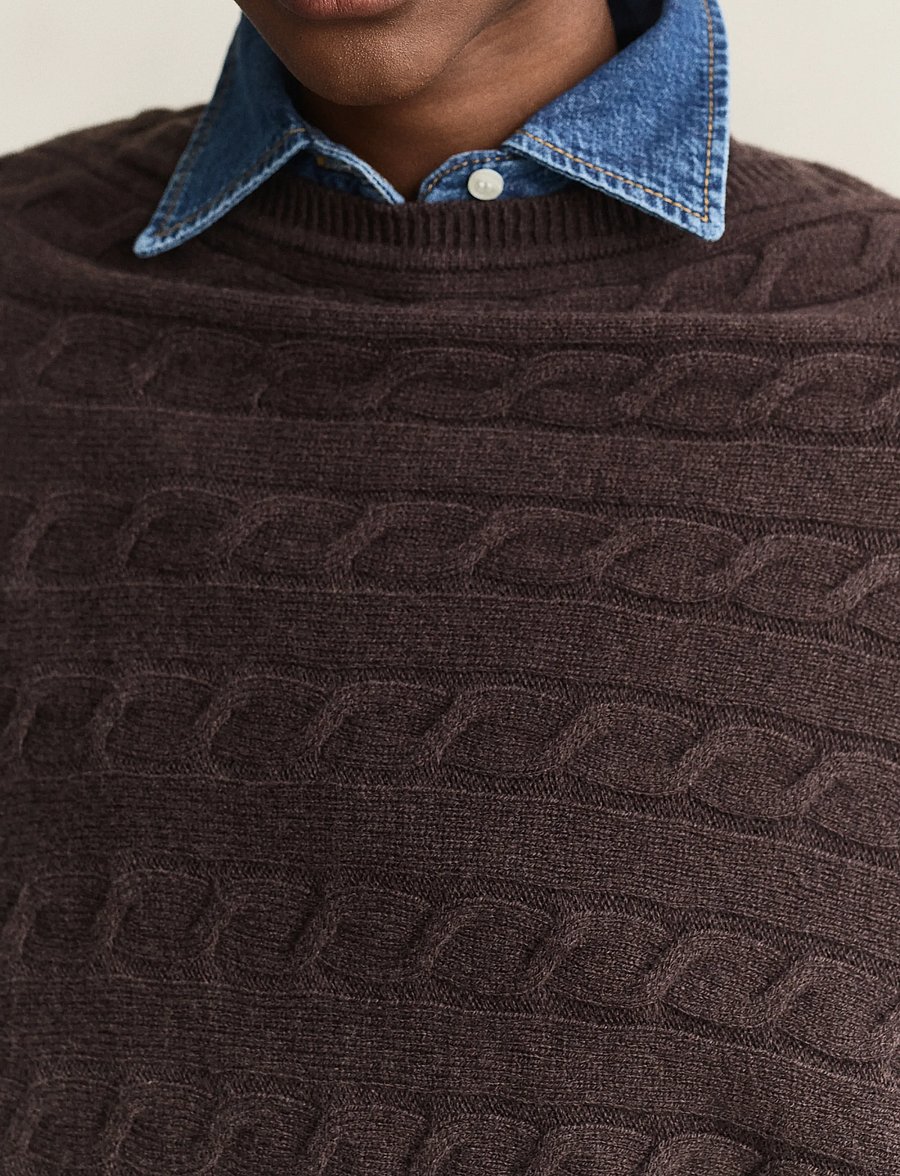 Gant - WOOL CABLE PONCHO - winter jackets - deep brown - 4