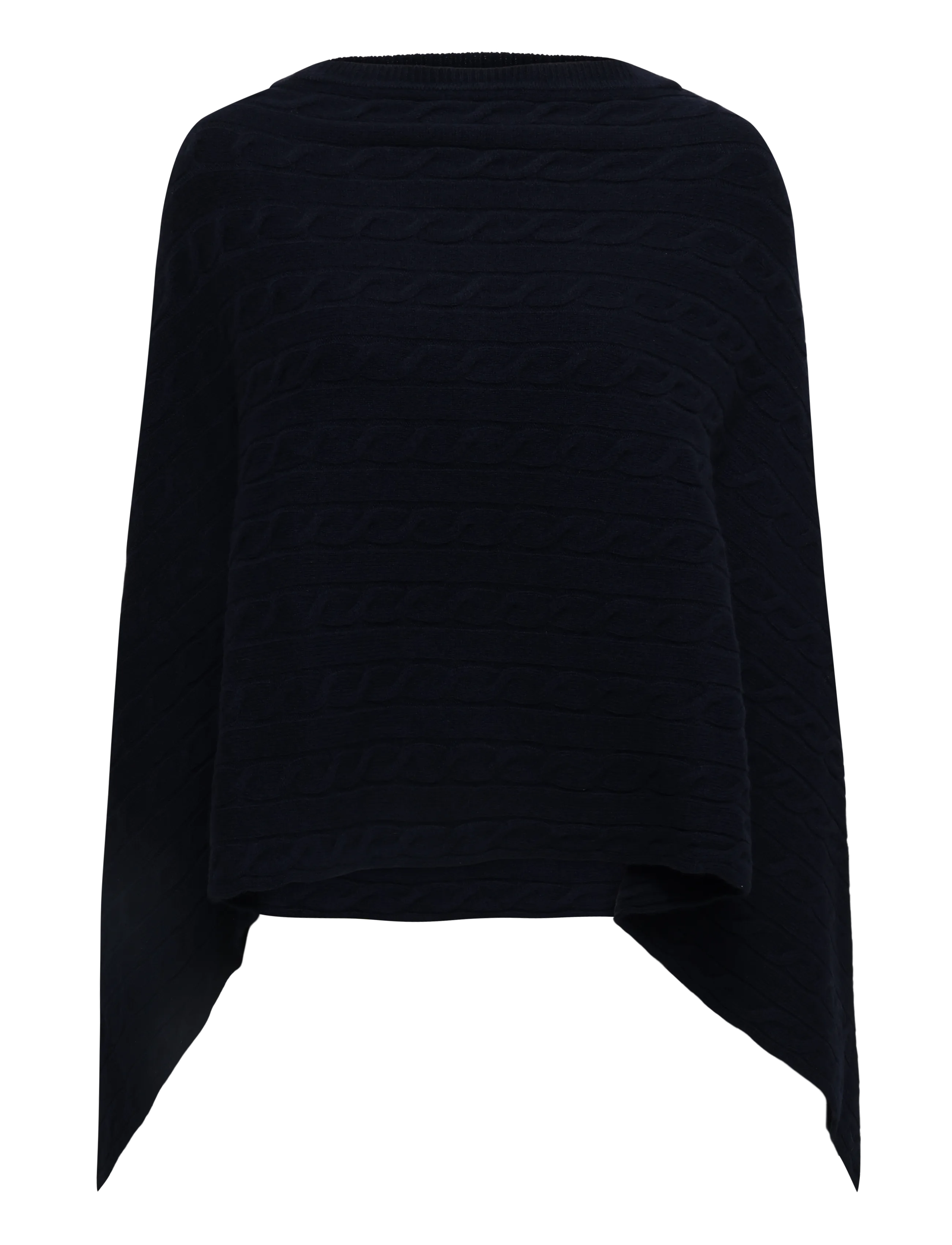 Gant Wool Cable Poncho, Kvinder, Kabelstrikket Poncho, Navy, Str: ONE SIZE