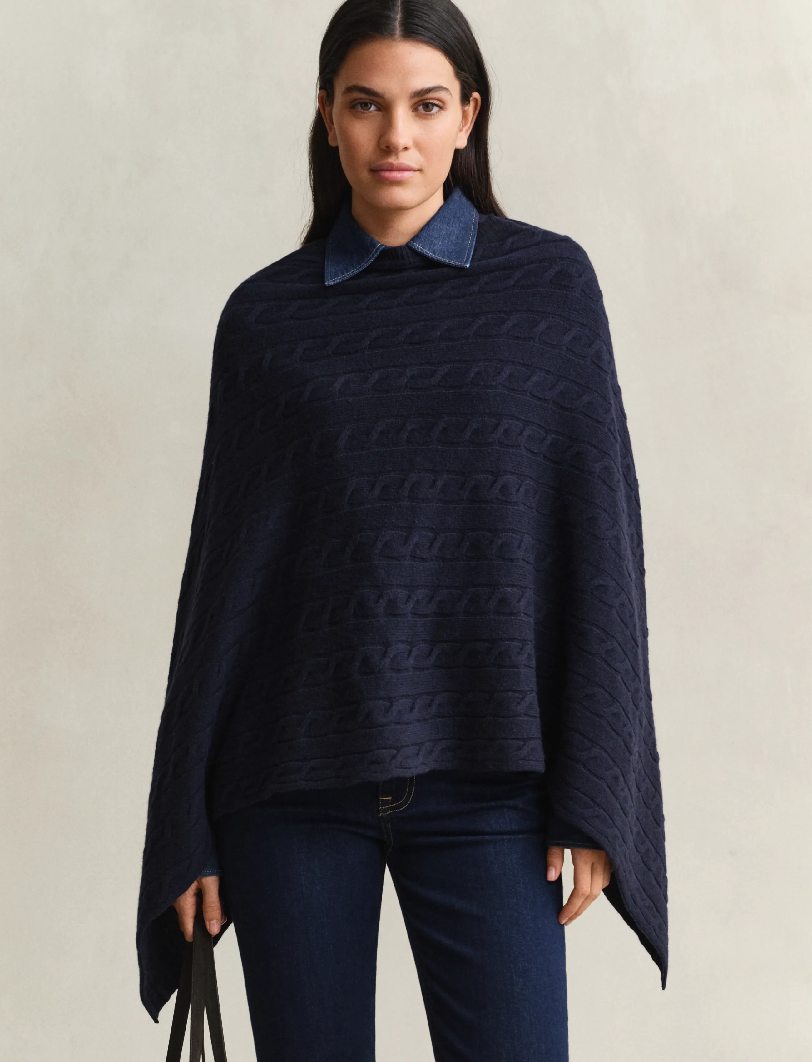 Gant WOOL CABLE PONCHO - Farben der Saison - EVENING BLUE / navy