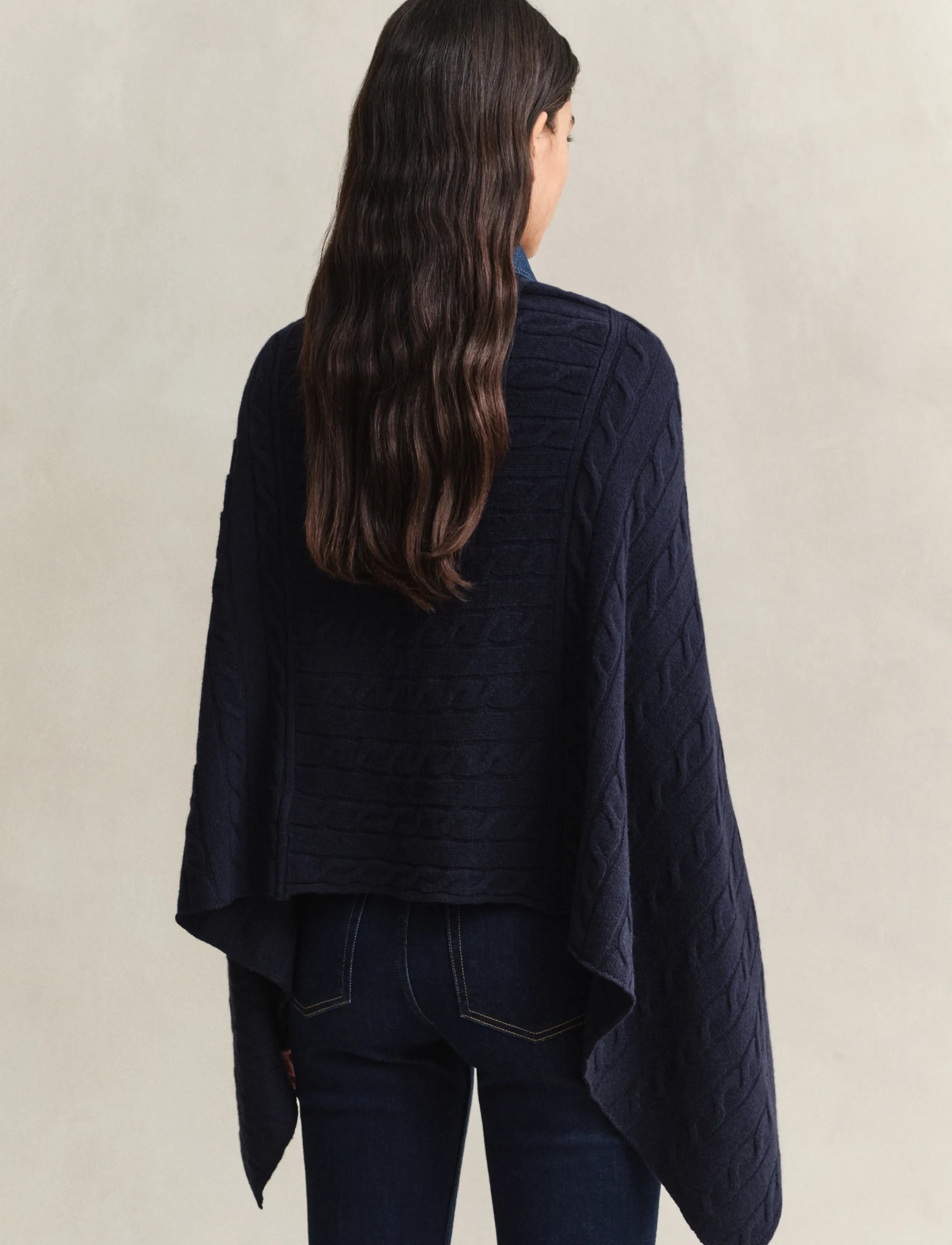 Gant - WOOL CABLE PONCHO - vinterjakker - evening blue - 3