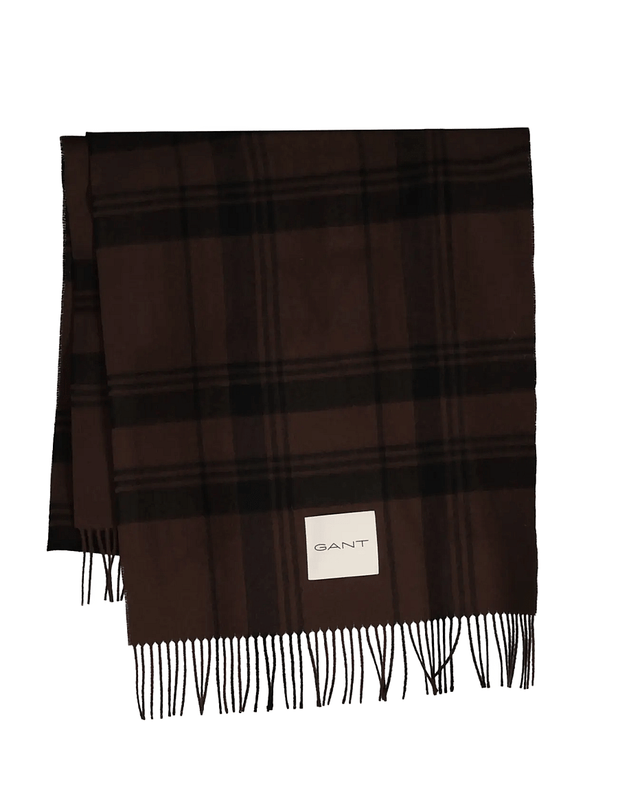 Gant - CHECK WOOL SCARF - deep brown - 0