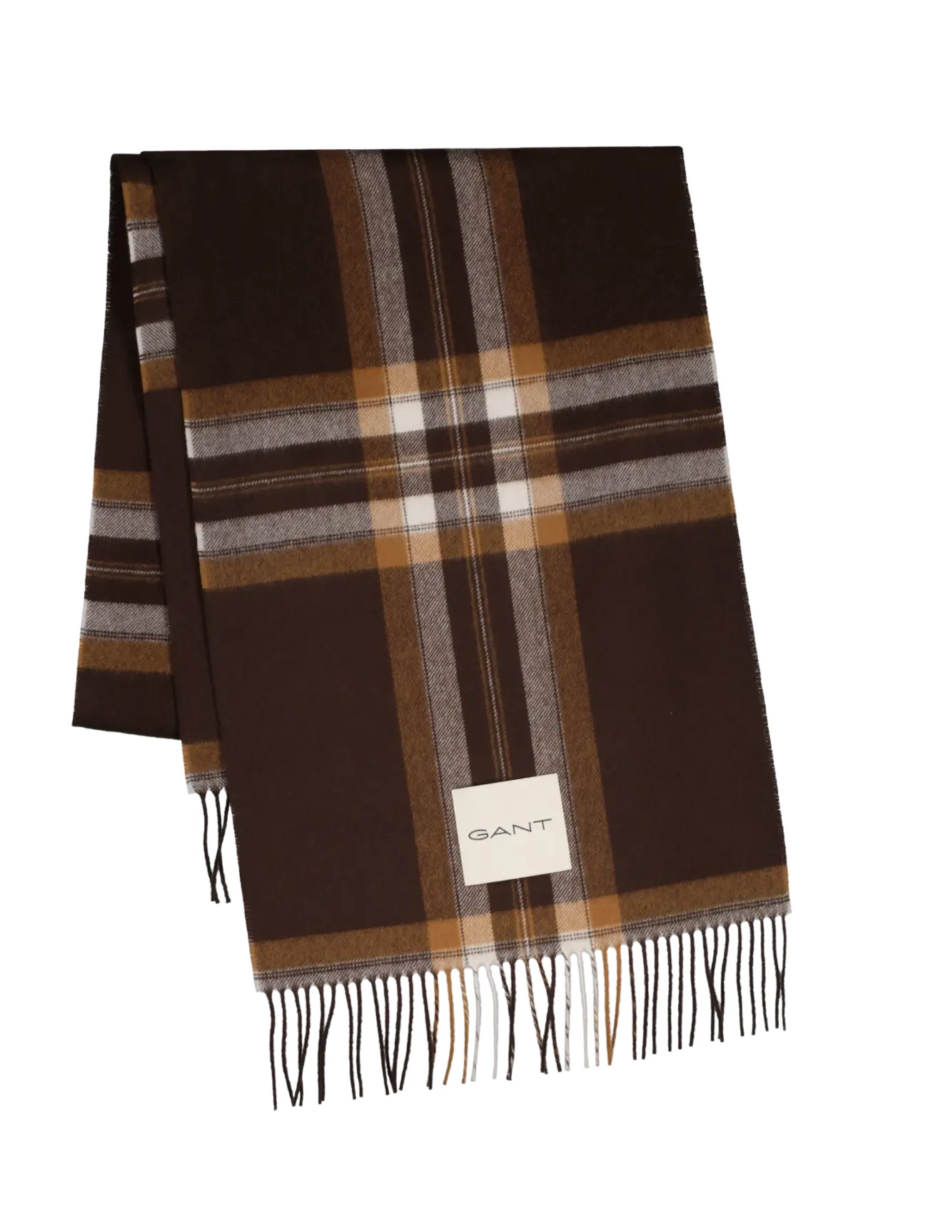 Gant TARTAN CHECK WOOL SCARF - Modetrends - DEEP BROWN / brown