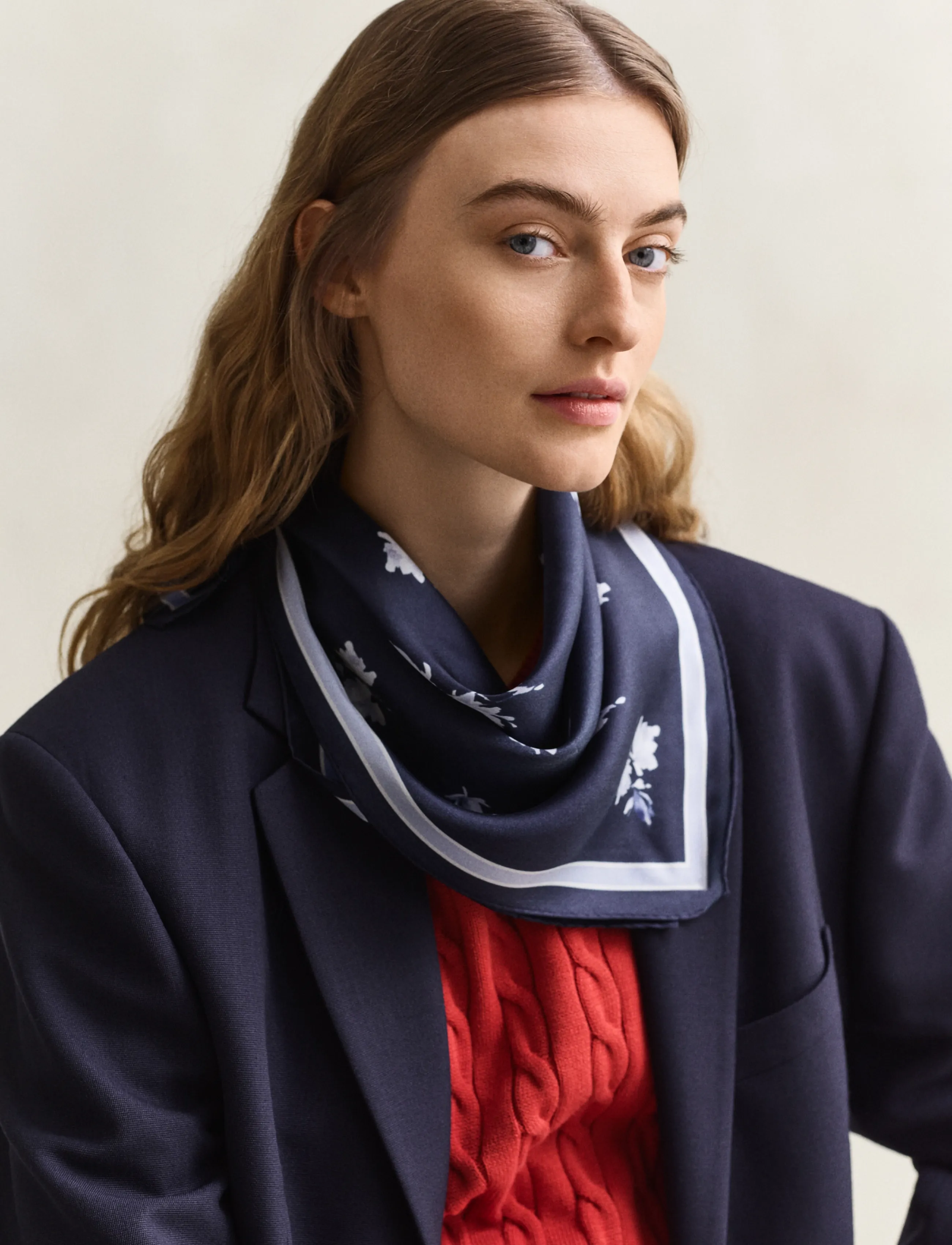 Gant FLORAL PRINT SILK SCARF - Sjalar - EVENING BLUE / navy