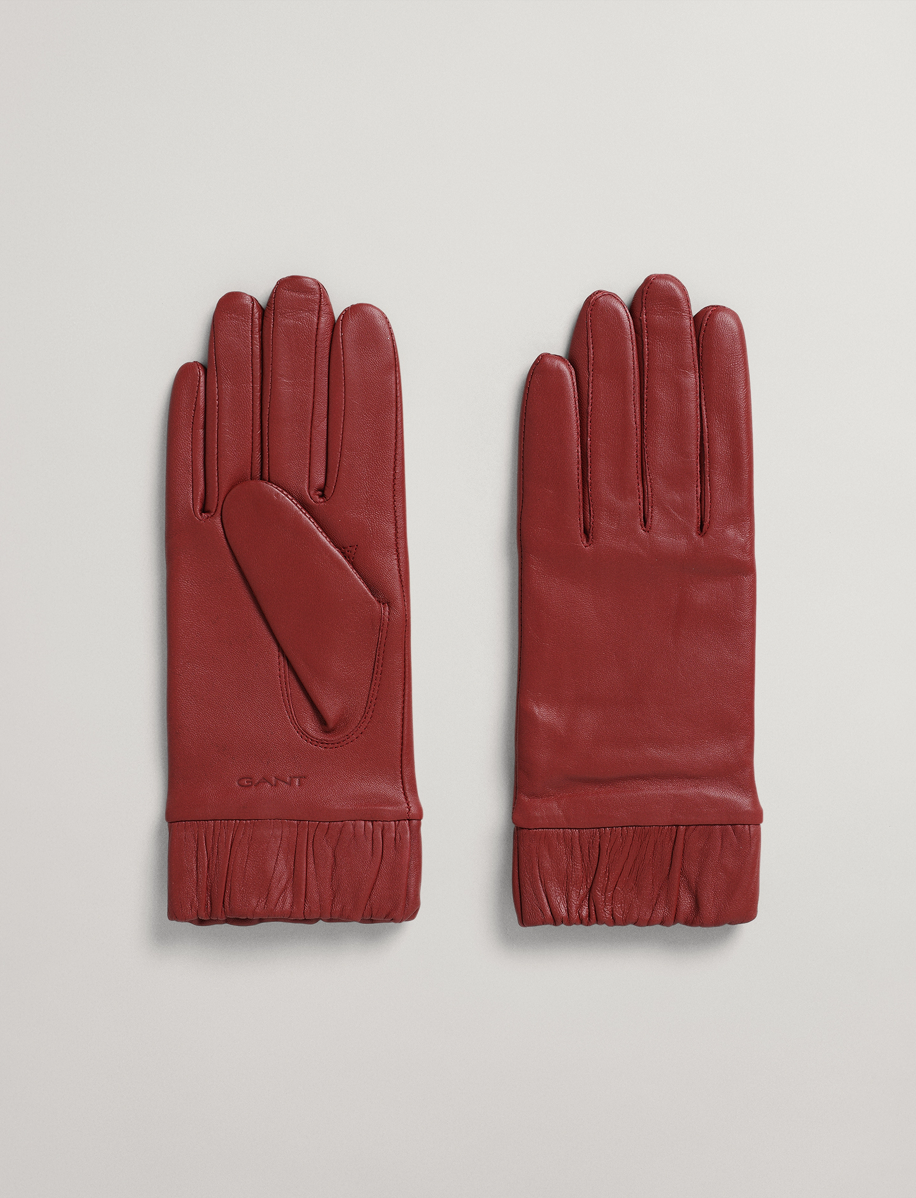 GANT - D1. LEATHER GLOVES GATHERED CUFFS - burgundy - 1