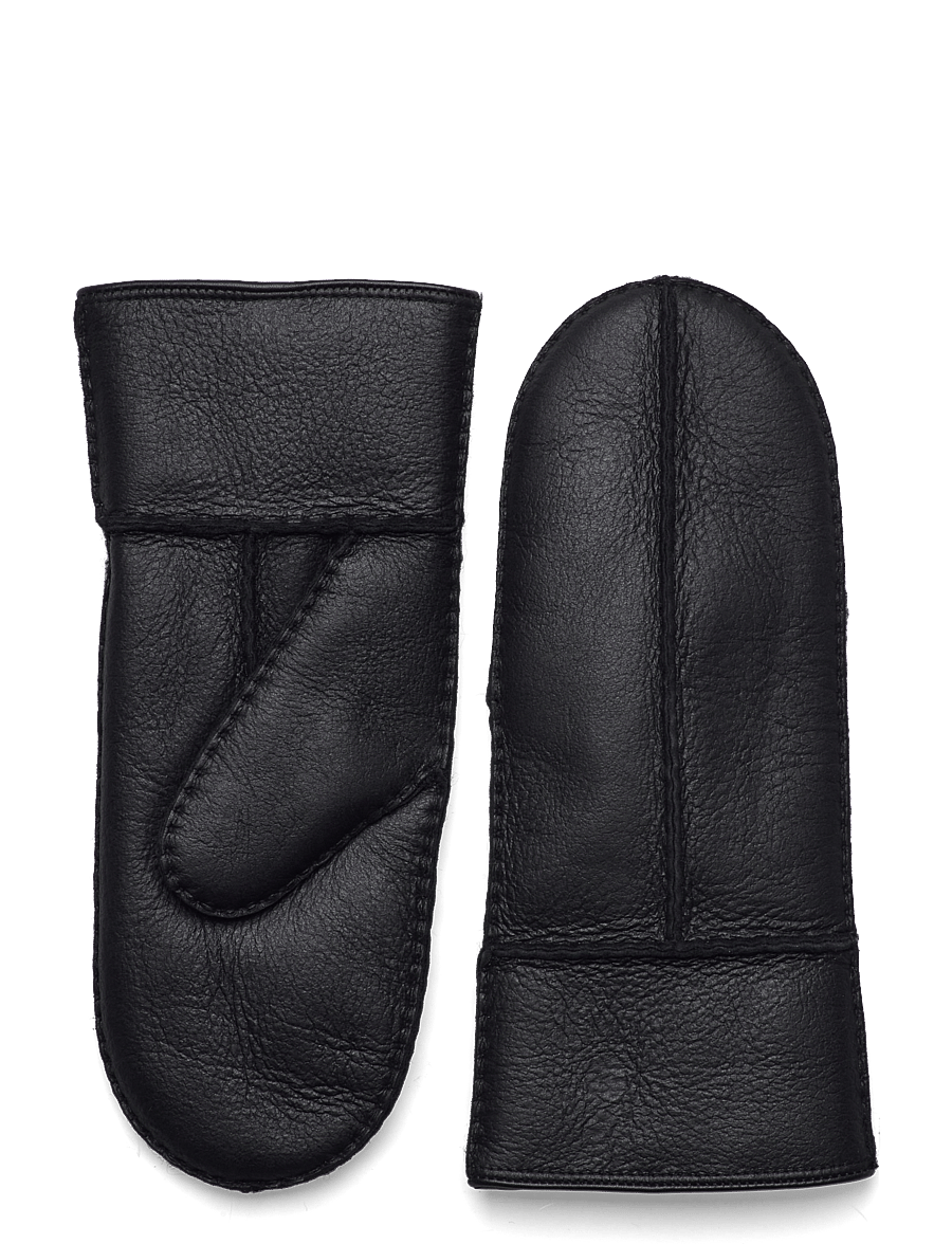 GANT - LEATHER SHEARLING MITTENS - black - 0