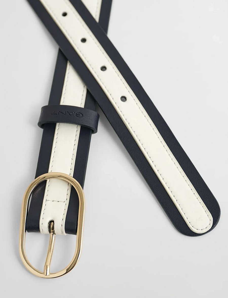 Gant - STRIPE LEATHER BELT - leather belts - evening blue - 1