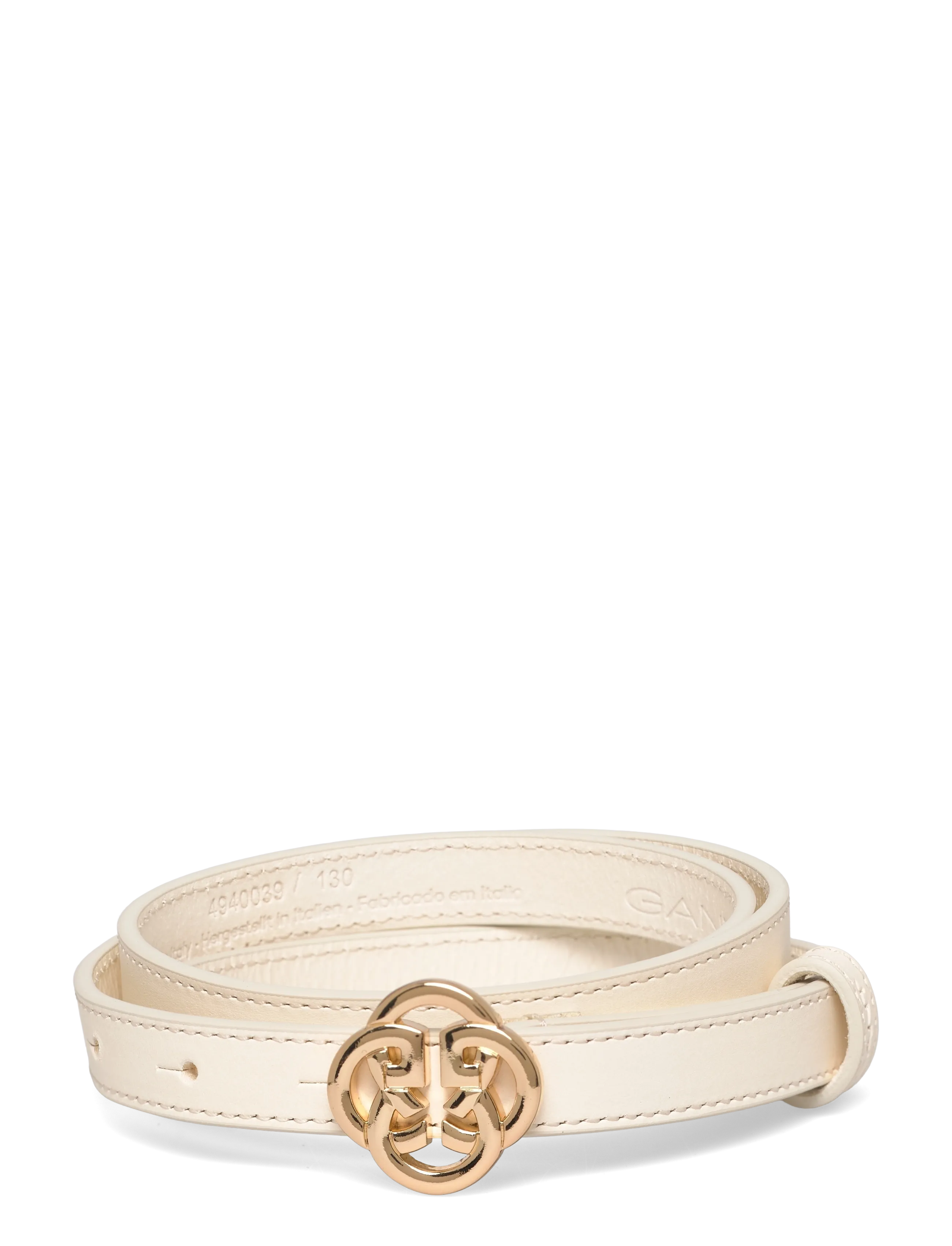 GANT MONOGRAM BUCKLE SLIM LEATHER BELT - Nyheder - CREAM / cream
