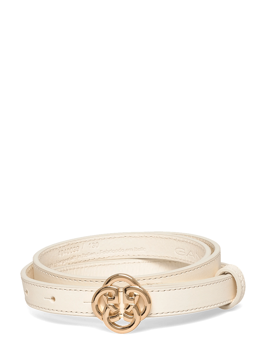 Gant - Monogram Leather Belt - læderbælter - cream - 0