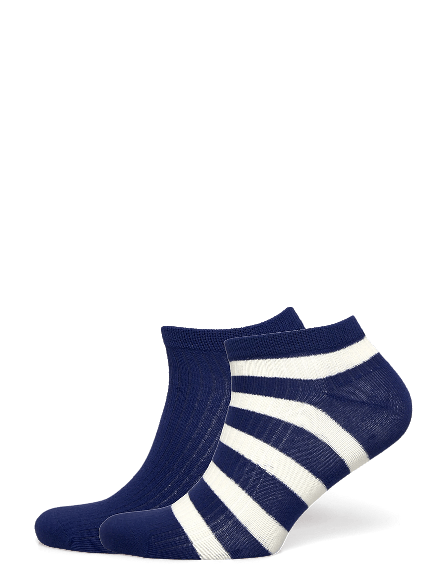 Gant - STRIPE AND SOLID ANKLE SOCKS 2-P - ankelstrumpor - rich navy - 0