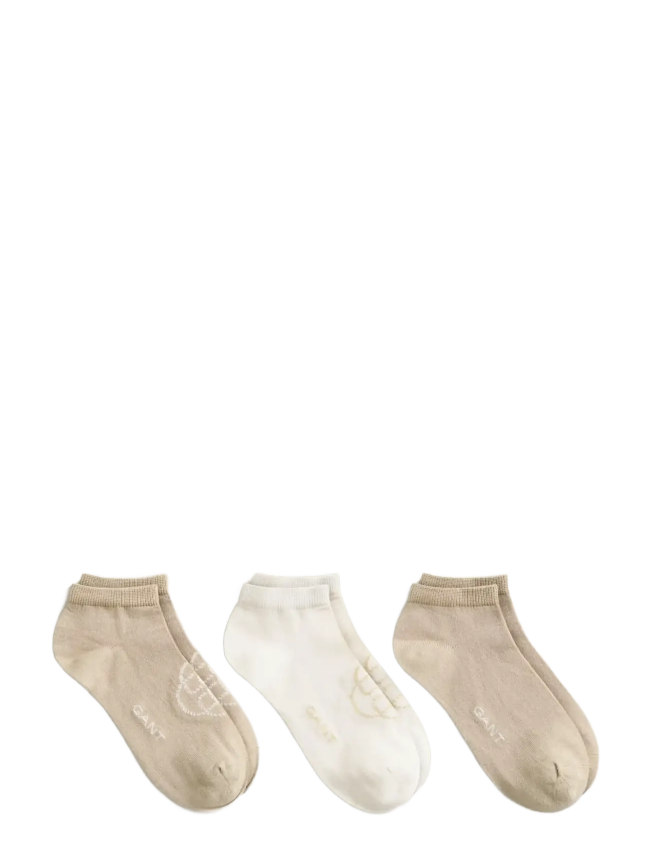 Gant - MONOGRAM ANKLE SOCKS 3-PACK - oat beige - 1