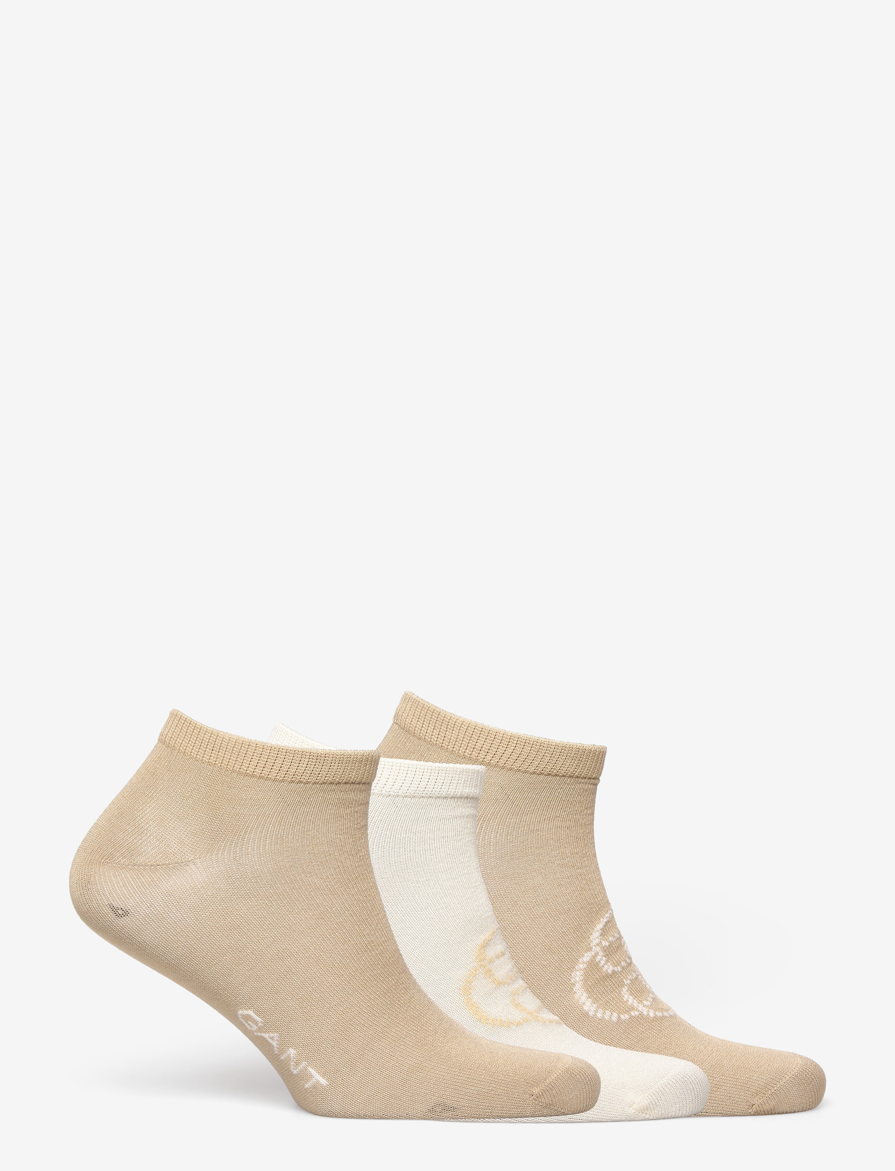 GANT - MONOGRAM ANKLE SOCKS 3-PACK - sneackersocken - oat beige - 1